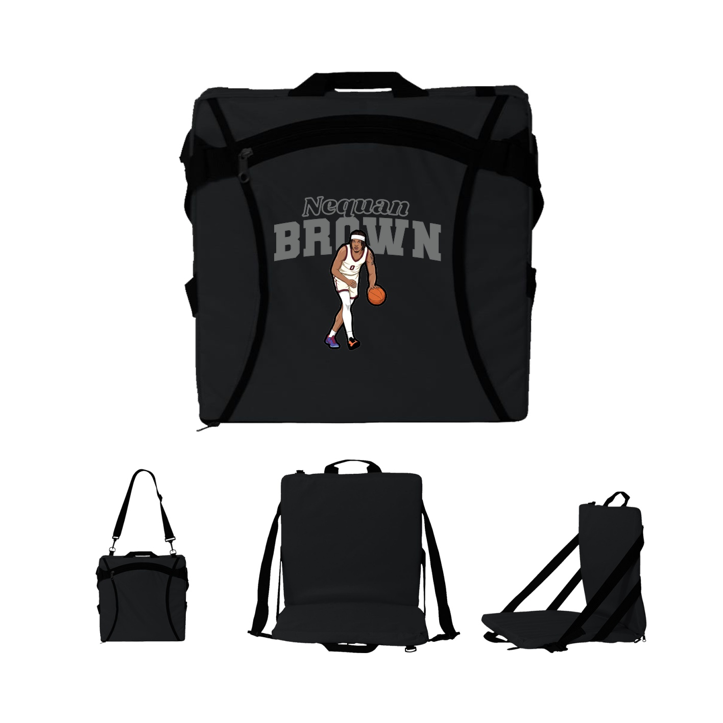 Folding Stadium Seat — Name Arch in Black
