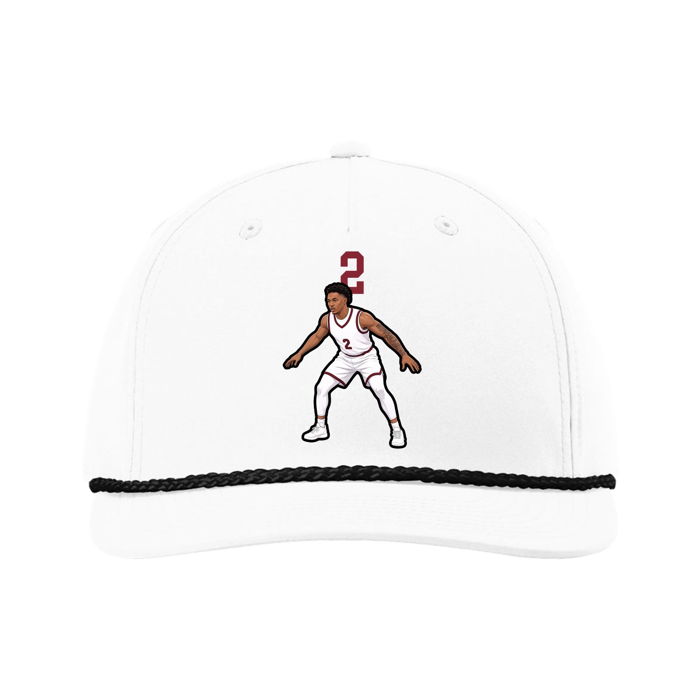 Five-Panel Classic Rope Cap — Number Top in White