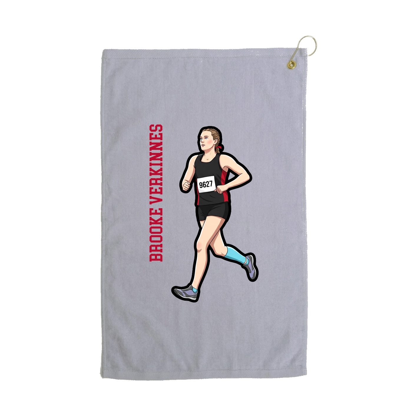 Golf Towel — Name Vertical in Grey
