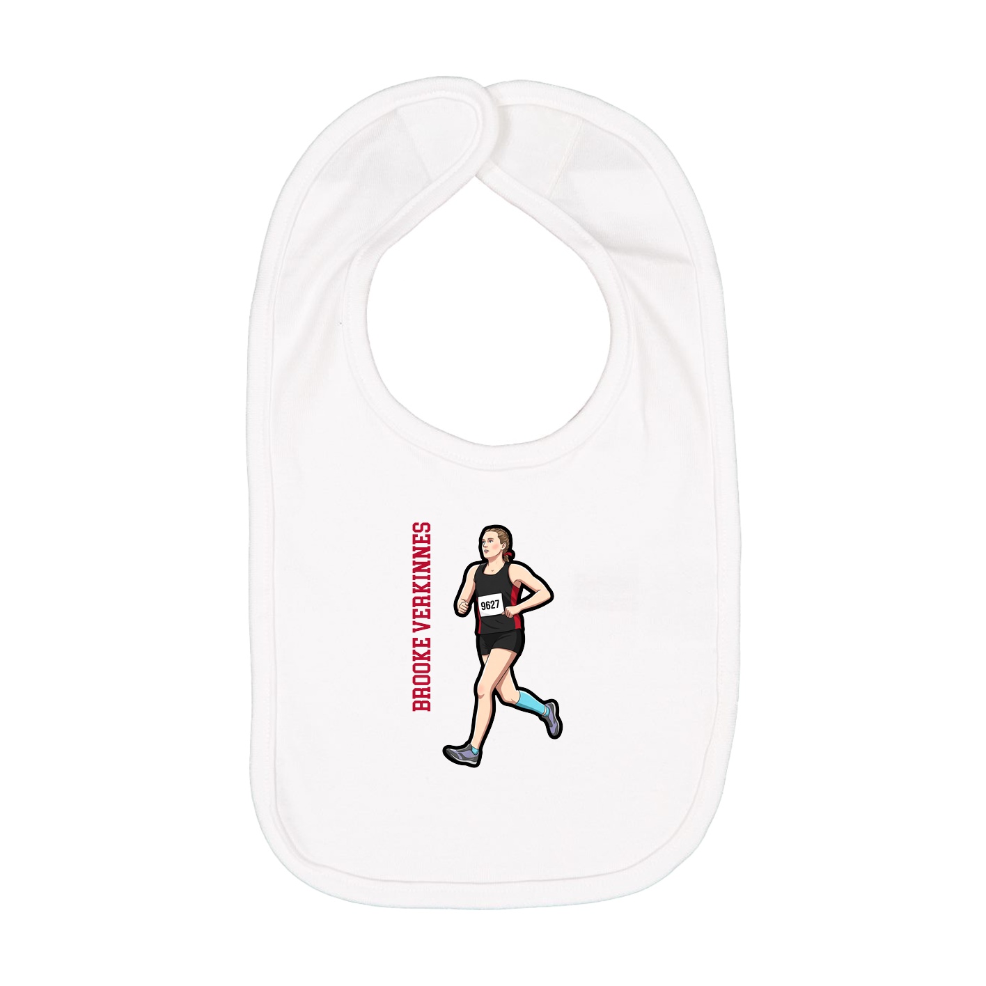 Infant Bib — Name Vertical in White