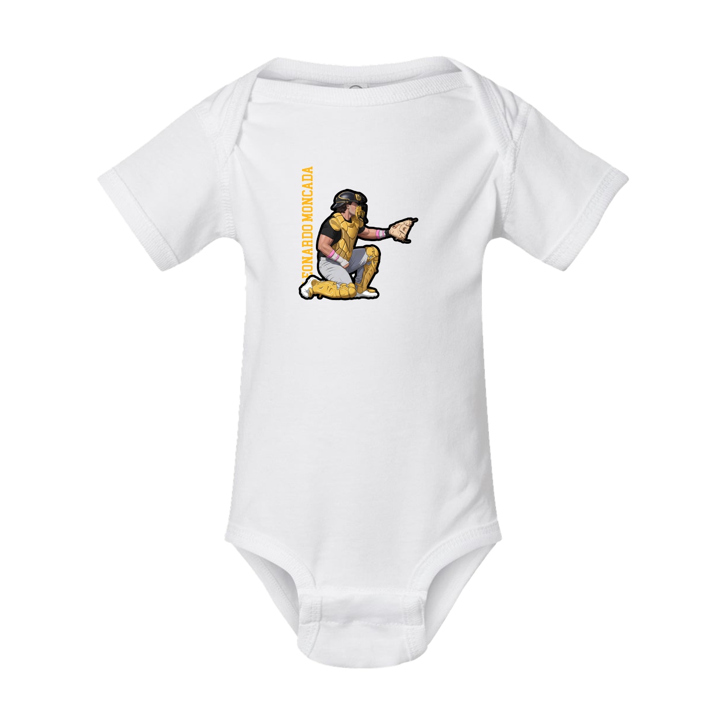 Baby Onesie — Name Vertical in White