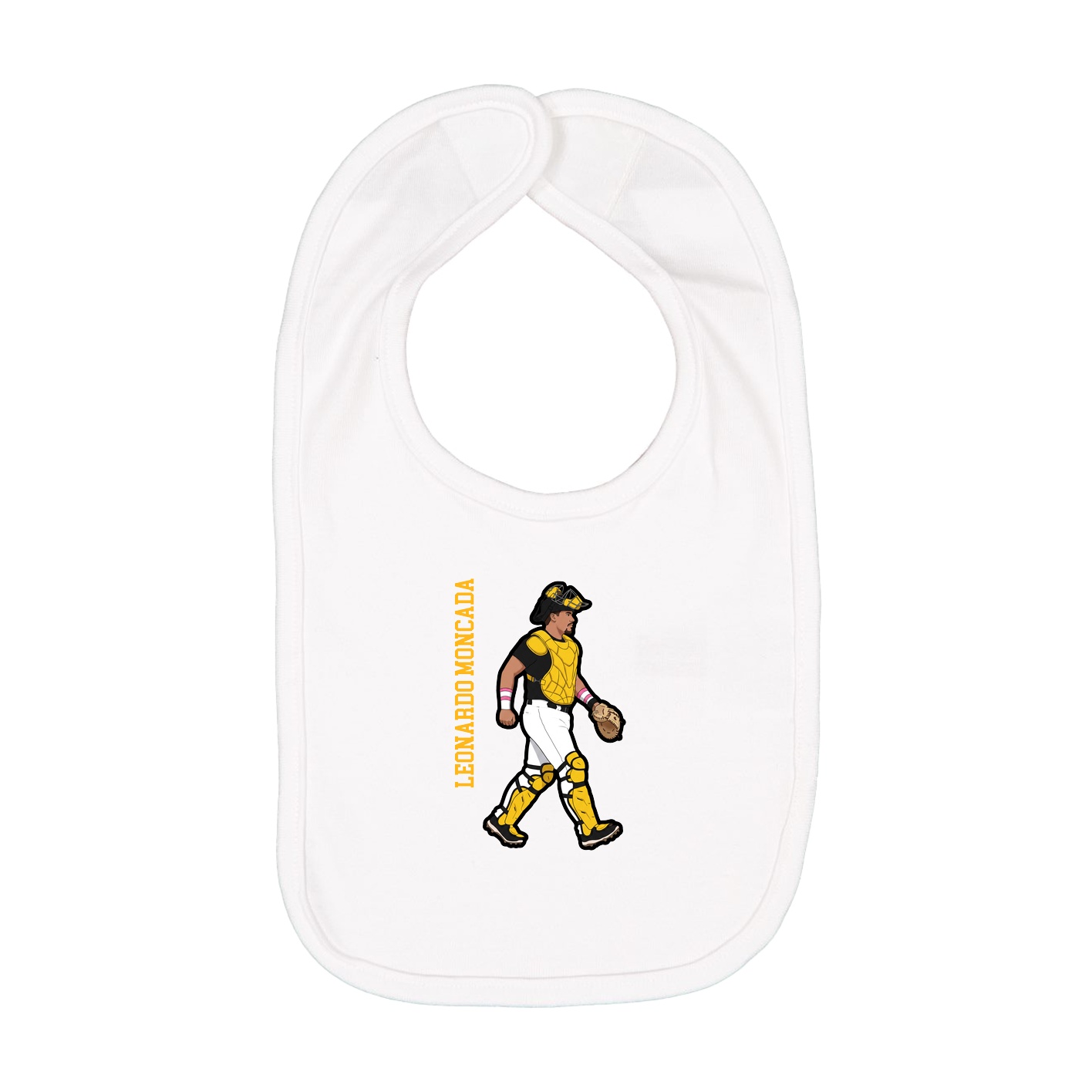 Infant Bib — Name Vertical in White
