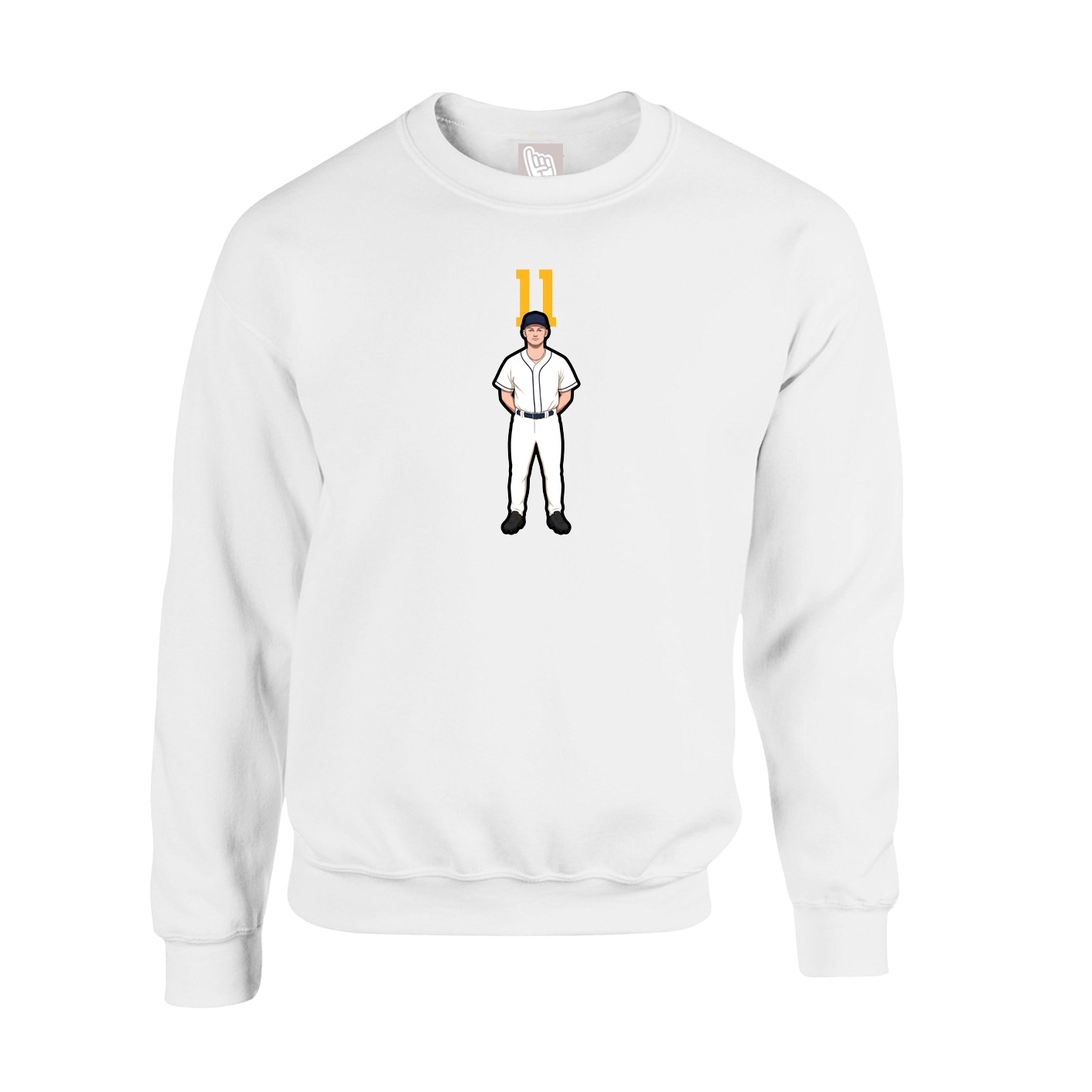 Fleece Crew — Number Top in White