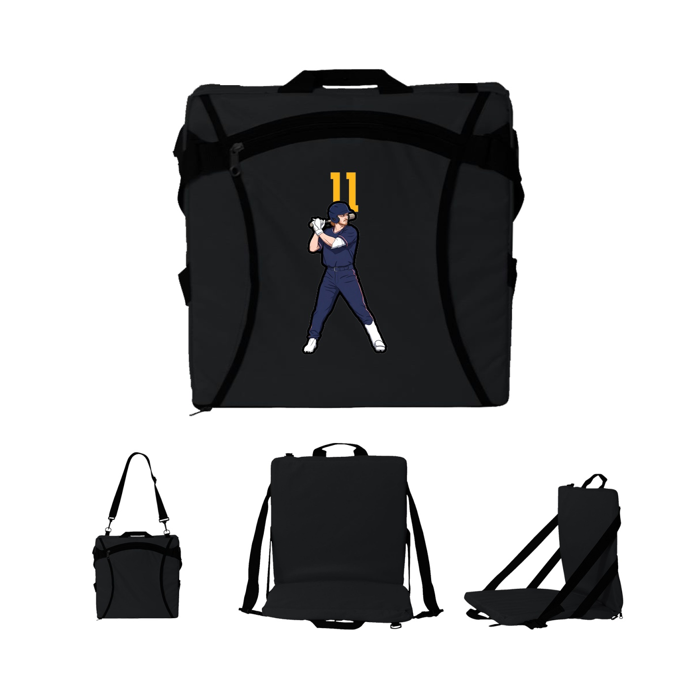 Folding Stadium Seat — Number Top in Black