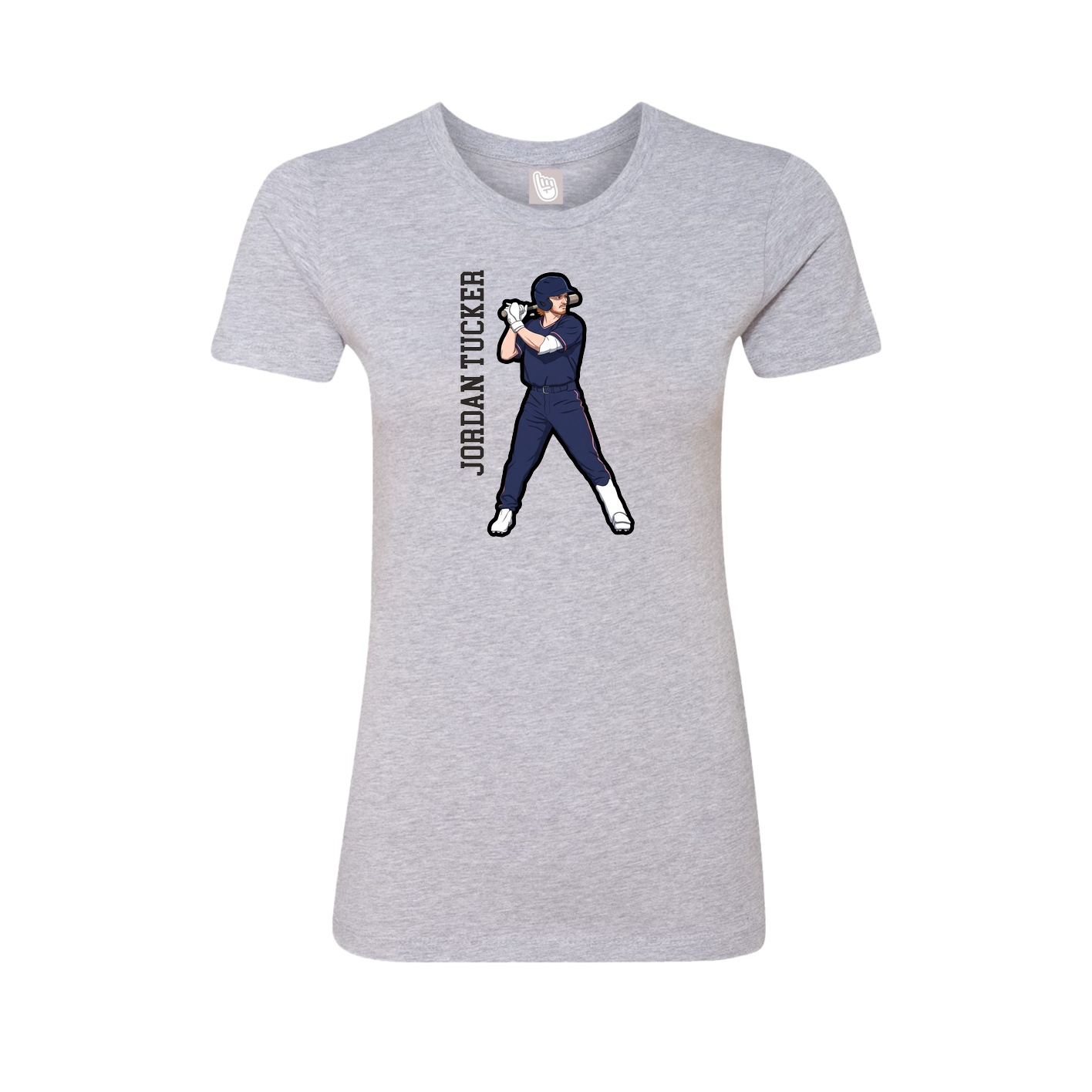 Fitted Women's Tee — Name Vertical in Grey