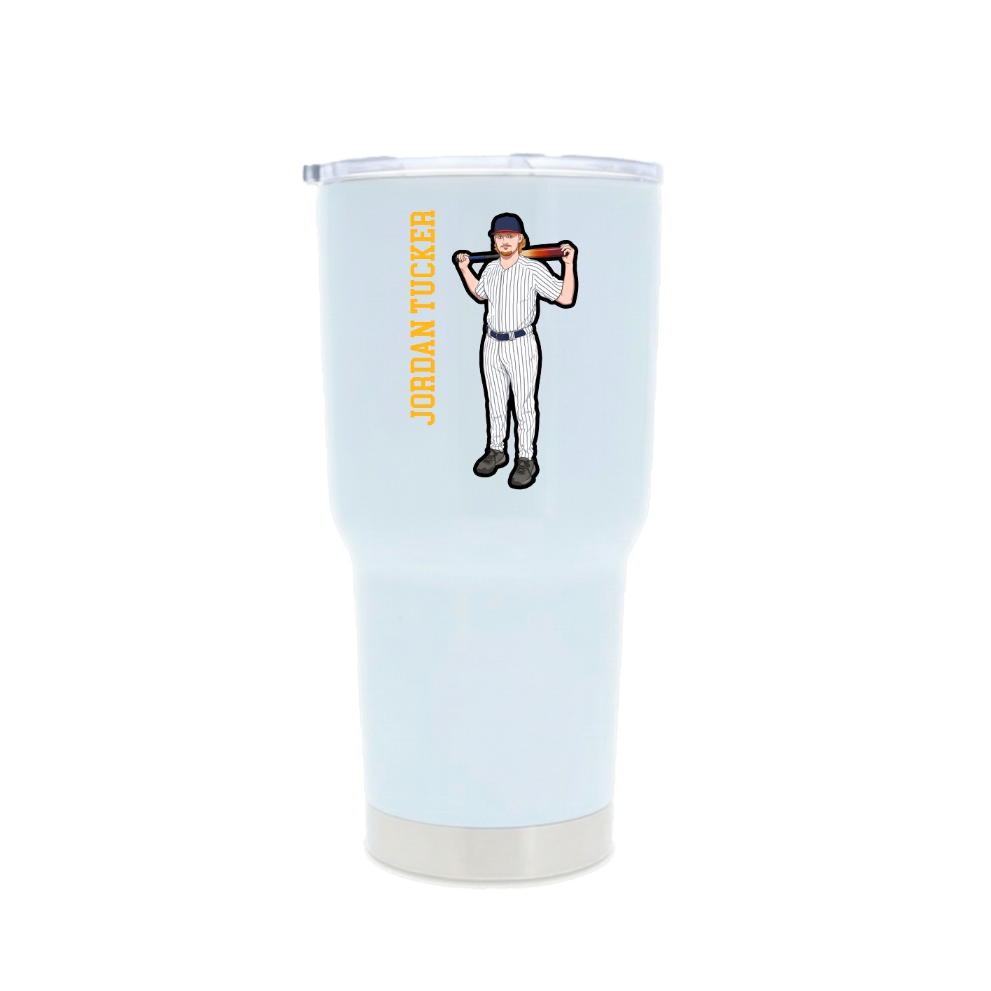 30oz Stainless Steel Tumbler — Name Vertical in White