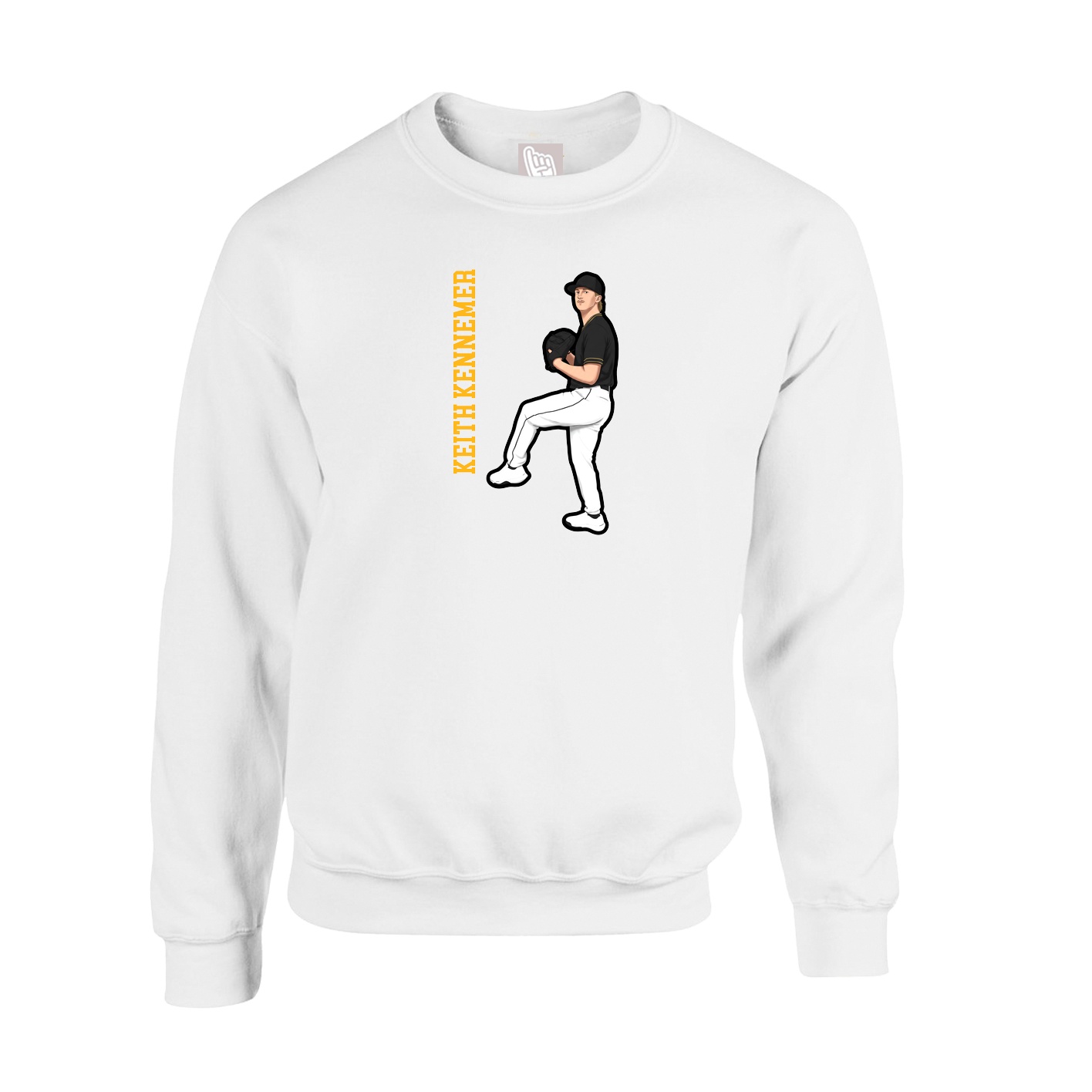 Fleece Crew — Name Vertical in White
