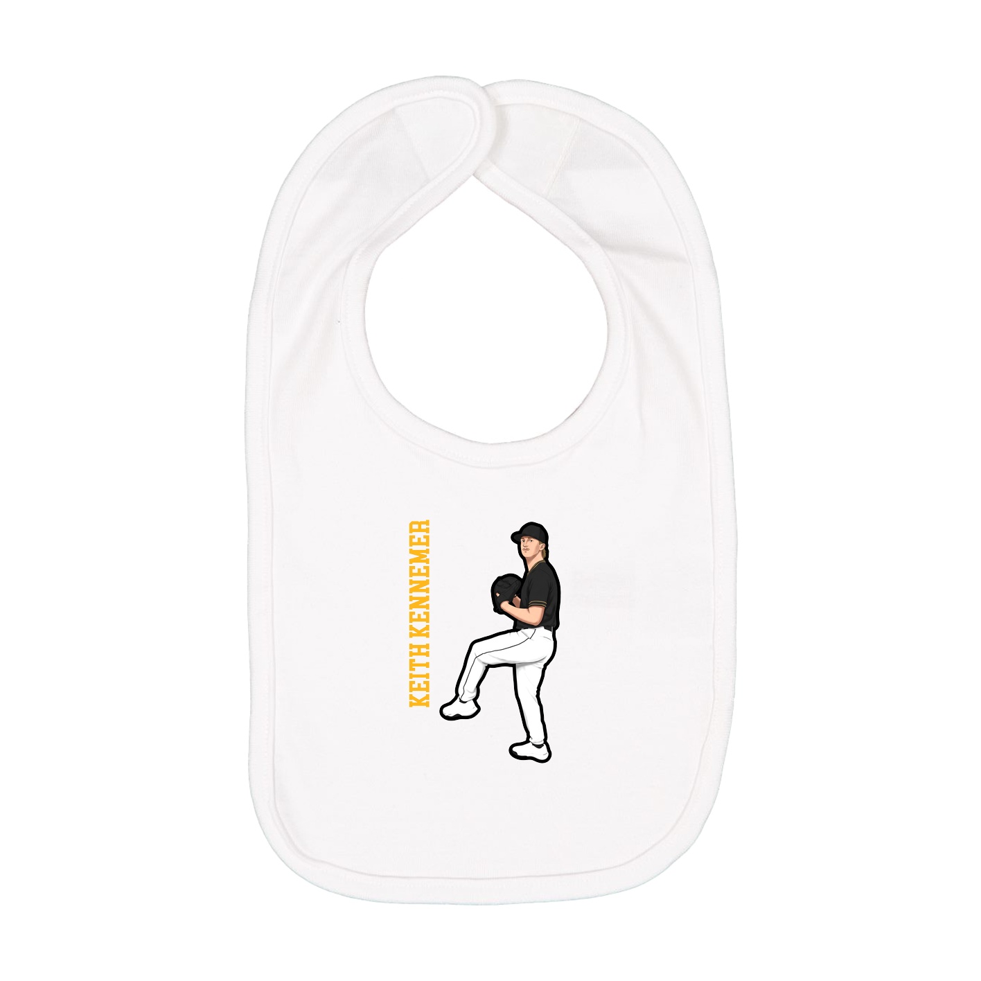 Infant Bib — Name Vertical in White