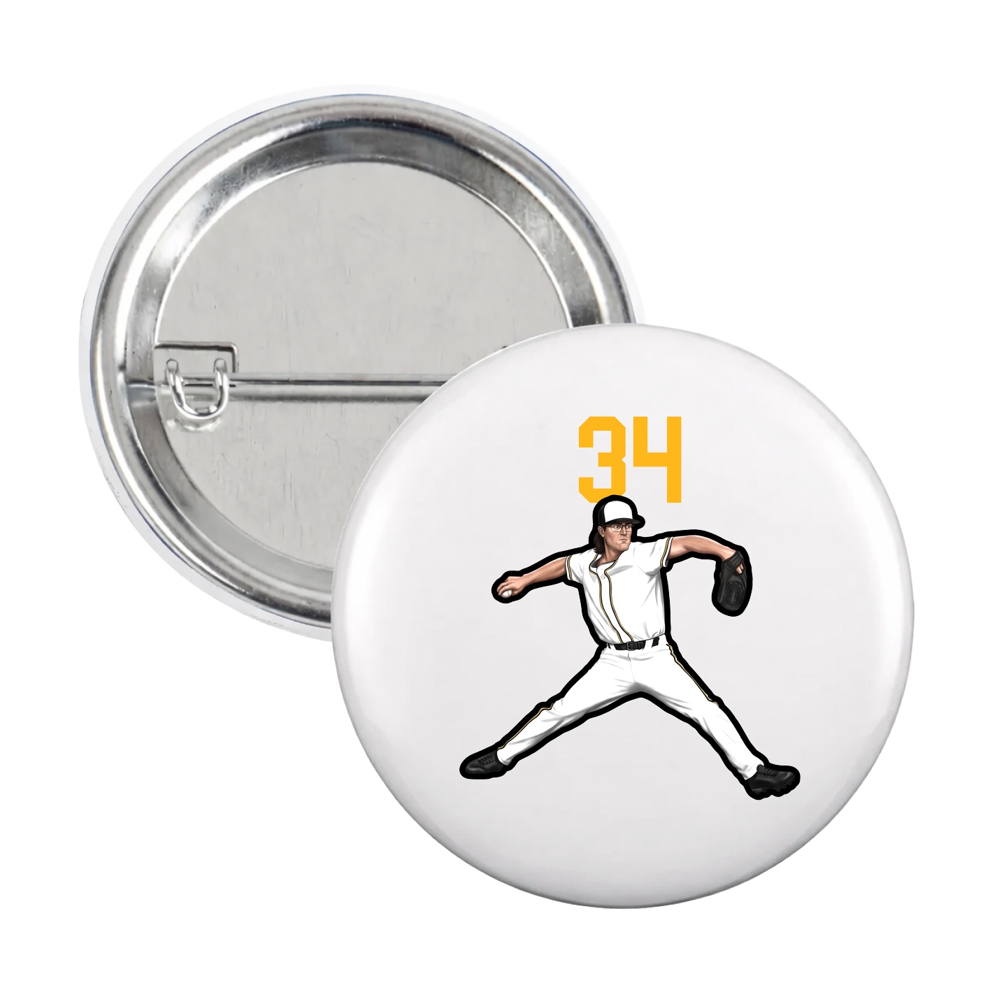Game Day Button — Number Top in White