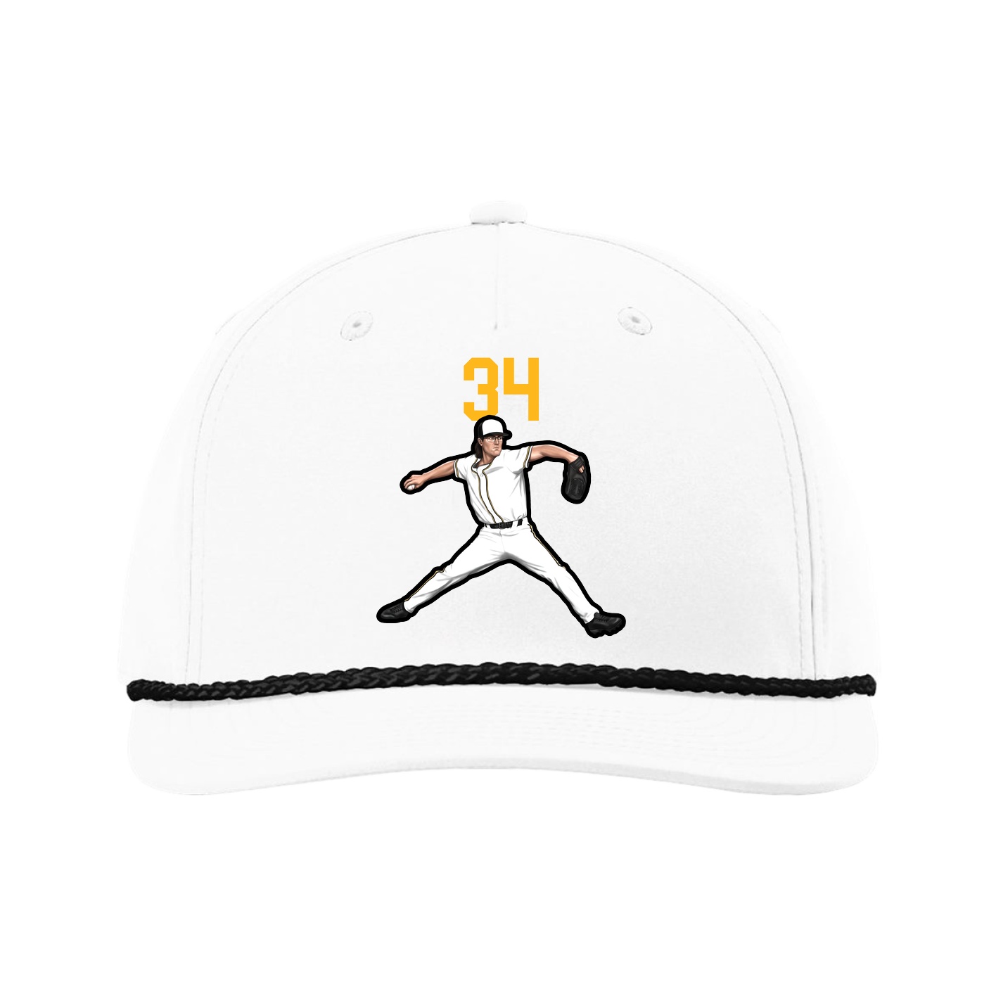 Five-Panel Classic Rope Cap — Number Top in White