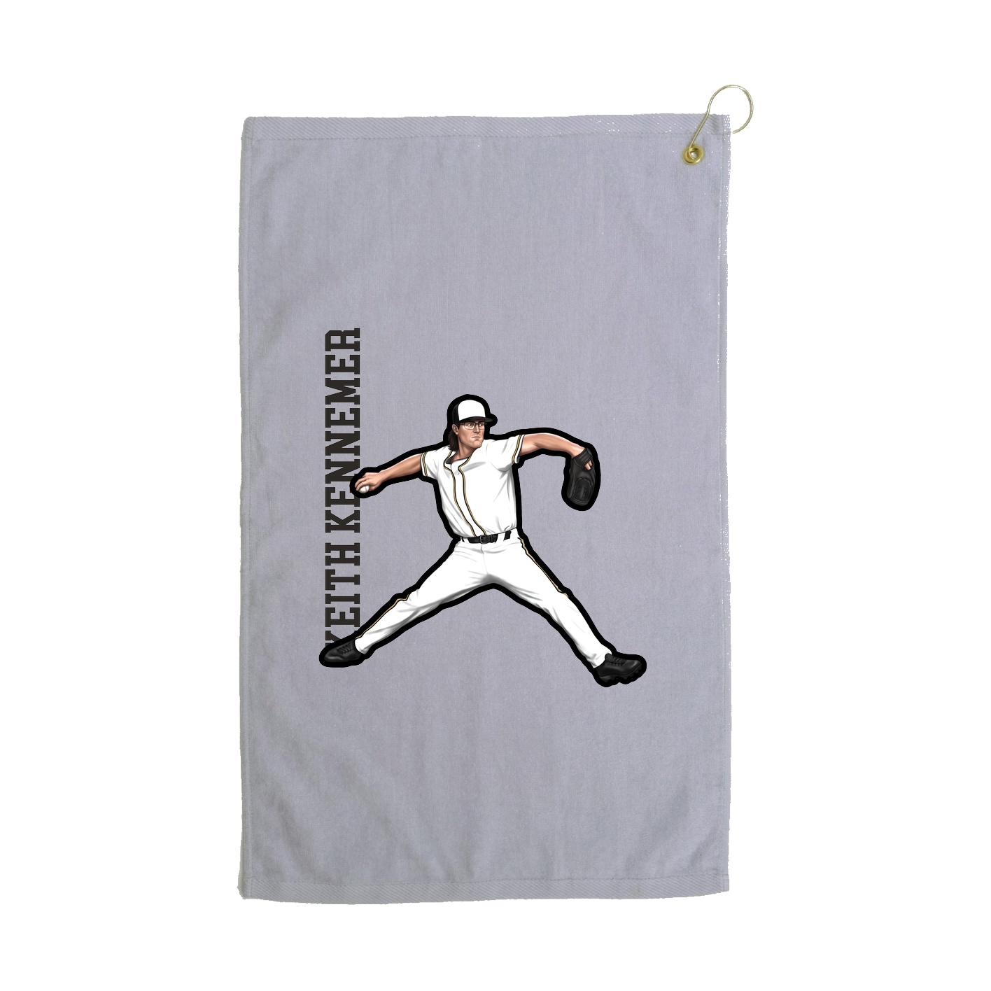 Golf Towel — Name Vertical in Grey