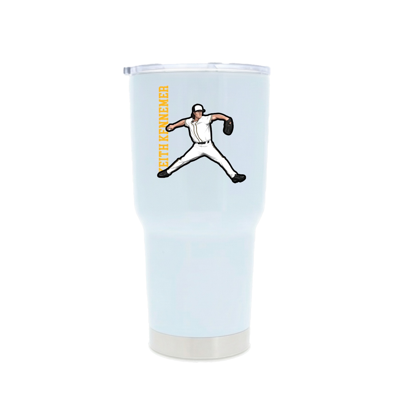 30oz Stainless Steel Tumbler — Name Vertical in White