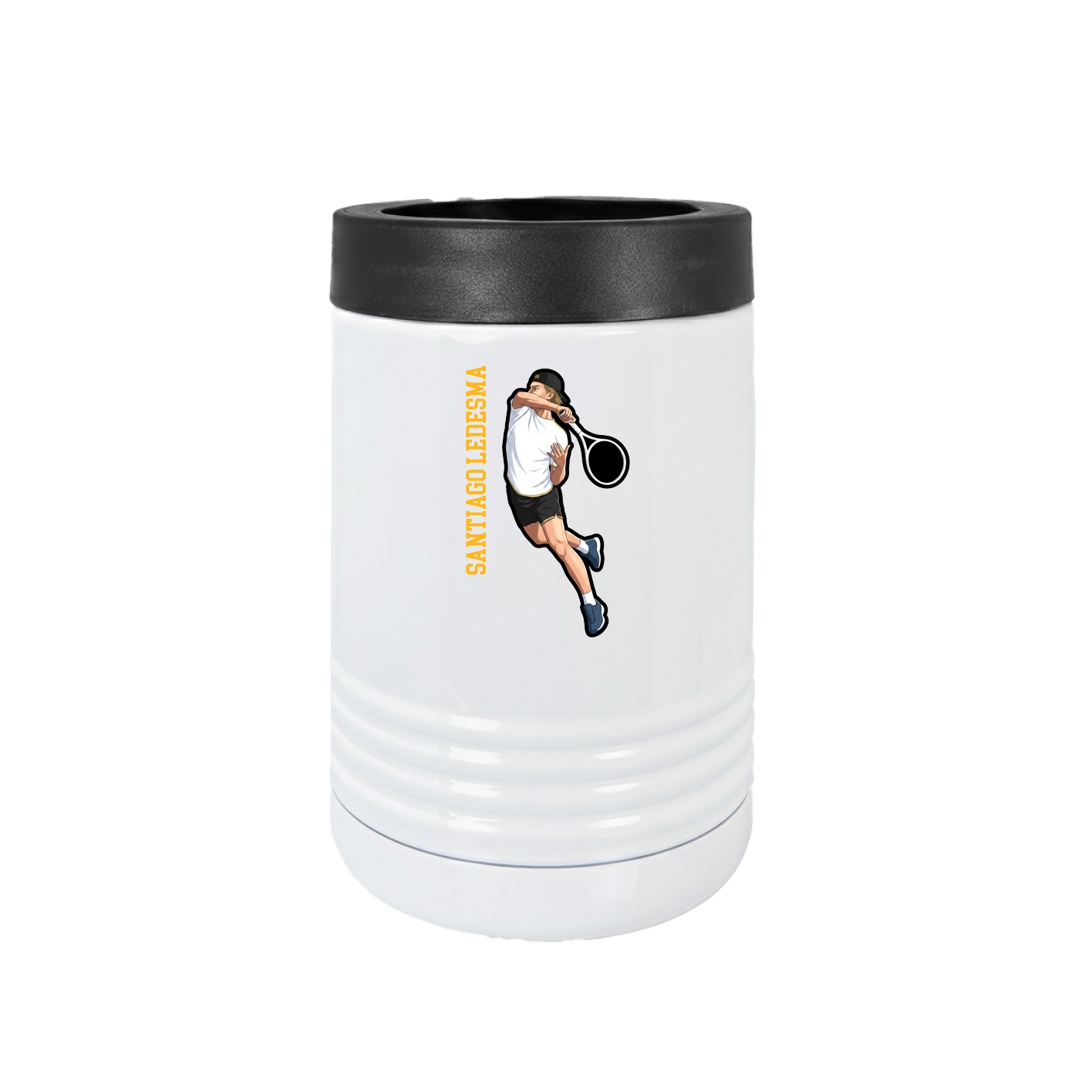 Beverage Holder — Name Vertical in White