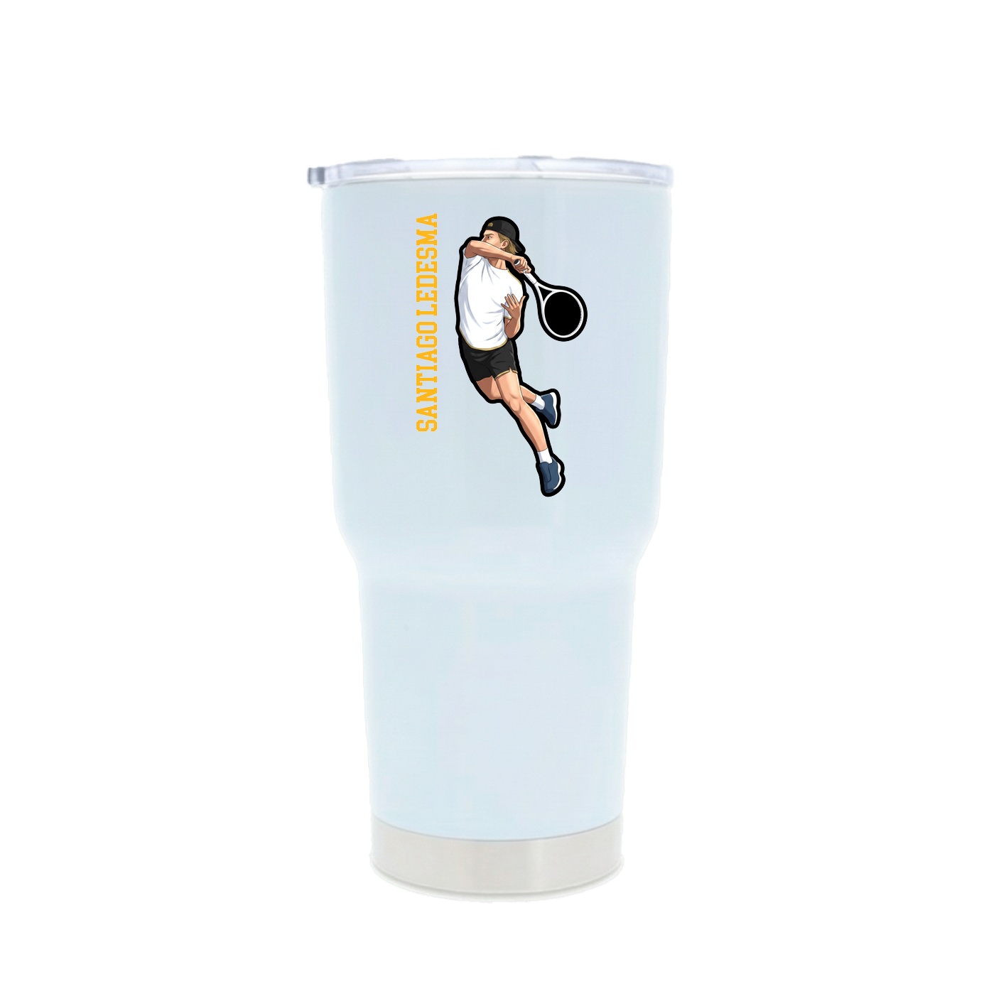 30oz Stainless Steel Tumbler — Name Vertical in White