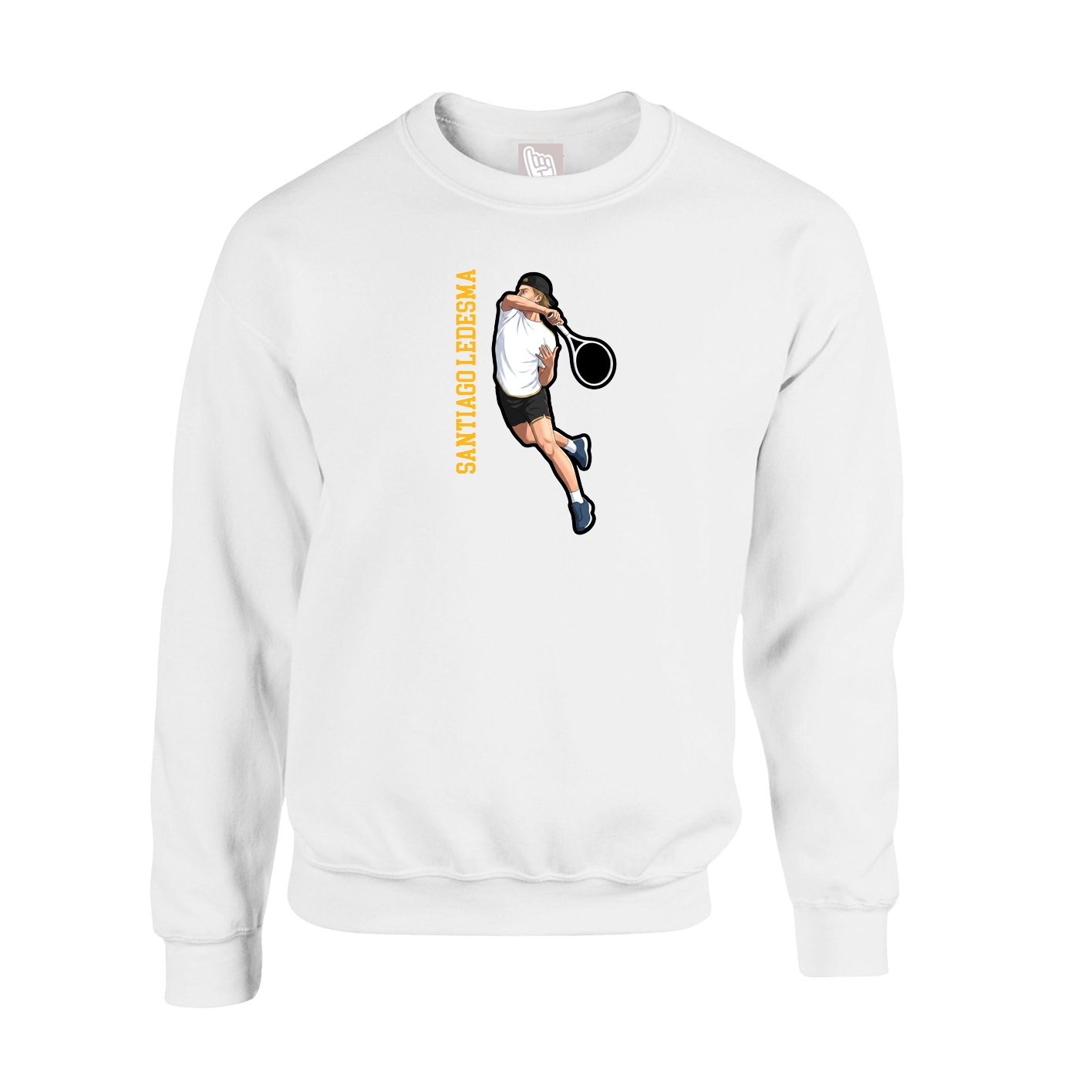 Fleece Crew — Name Vertical in White
