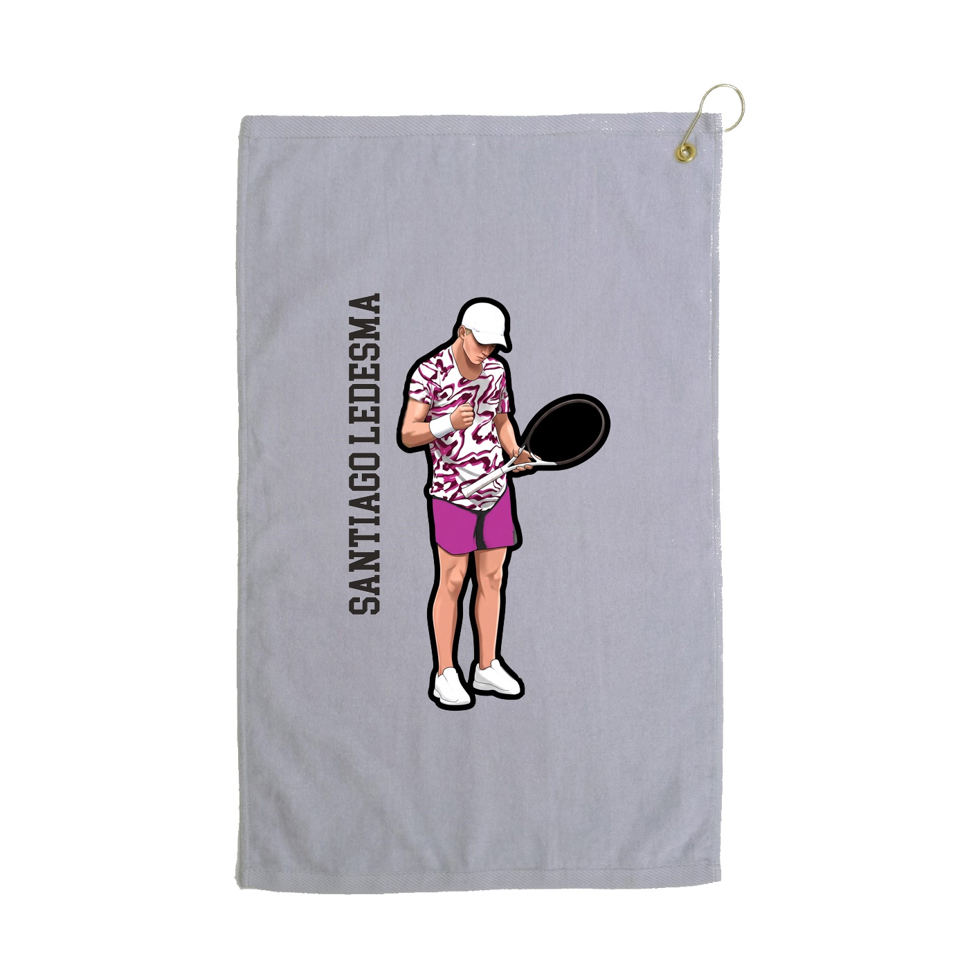 Golf Towel — Name Vertical in Grey