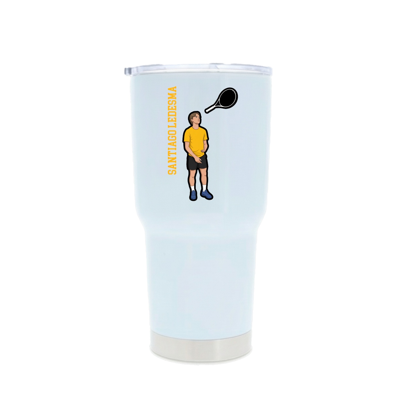 30oz Stainless Steel Tumbler — Name Vertical in White