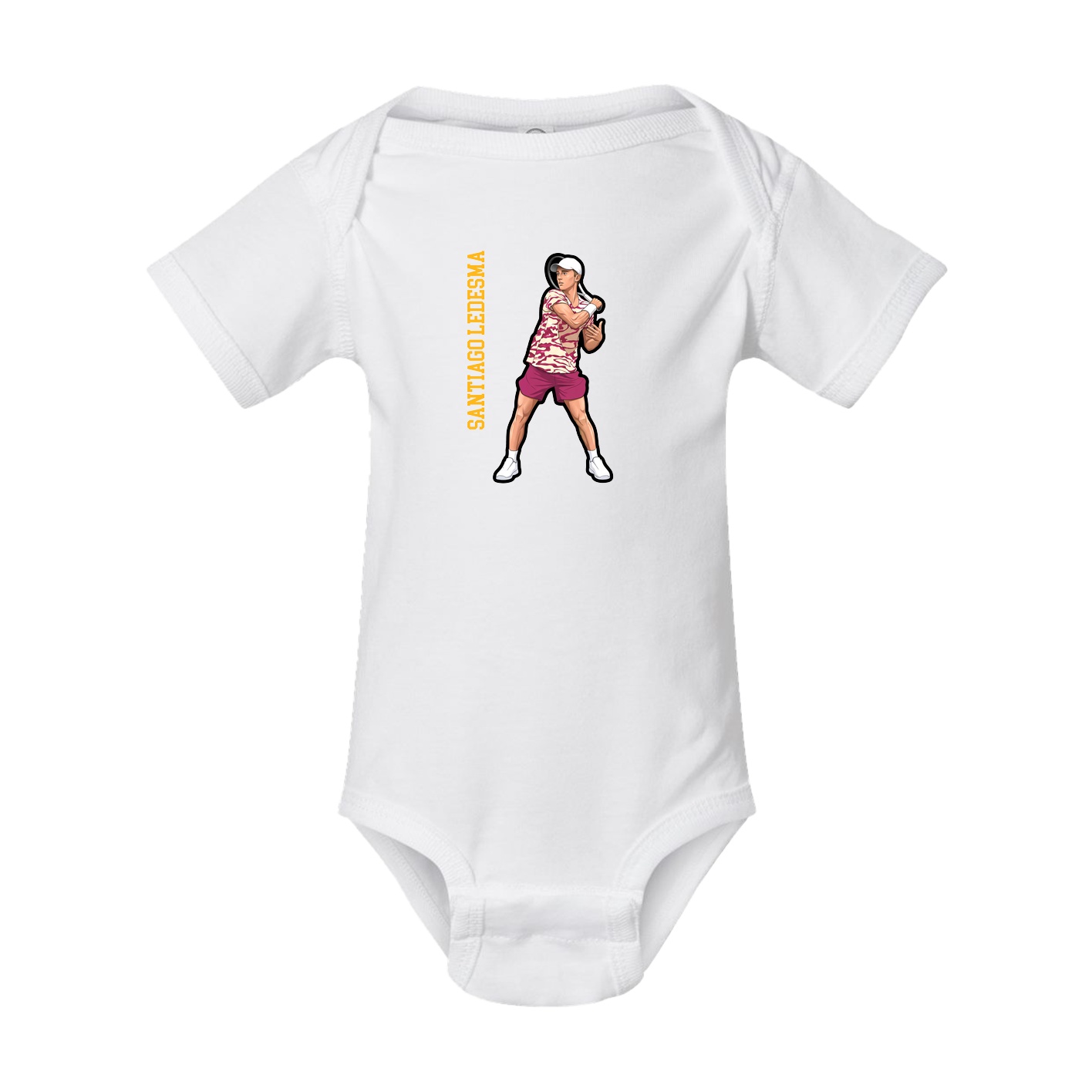 Baby Onesie — Name Vertical in White