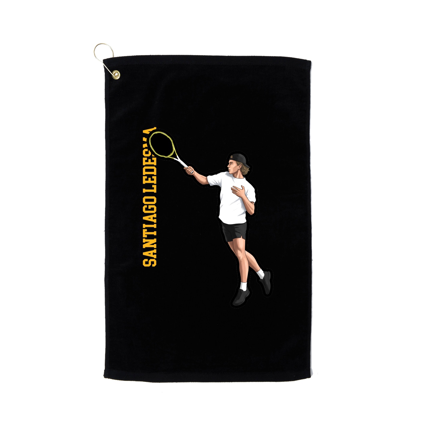 Golf Towel — Name Vertical in Black