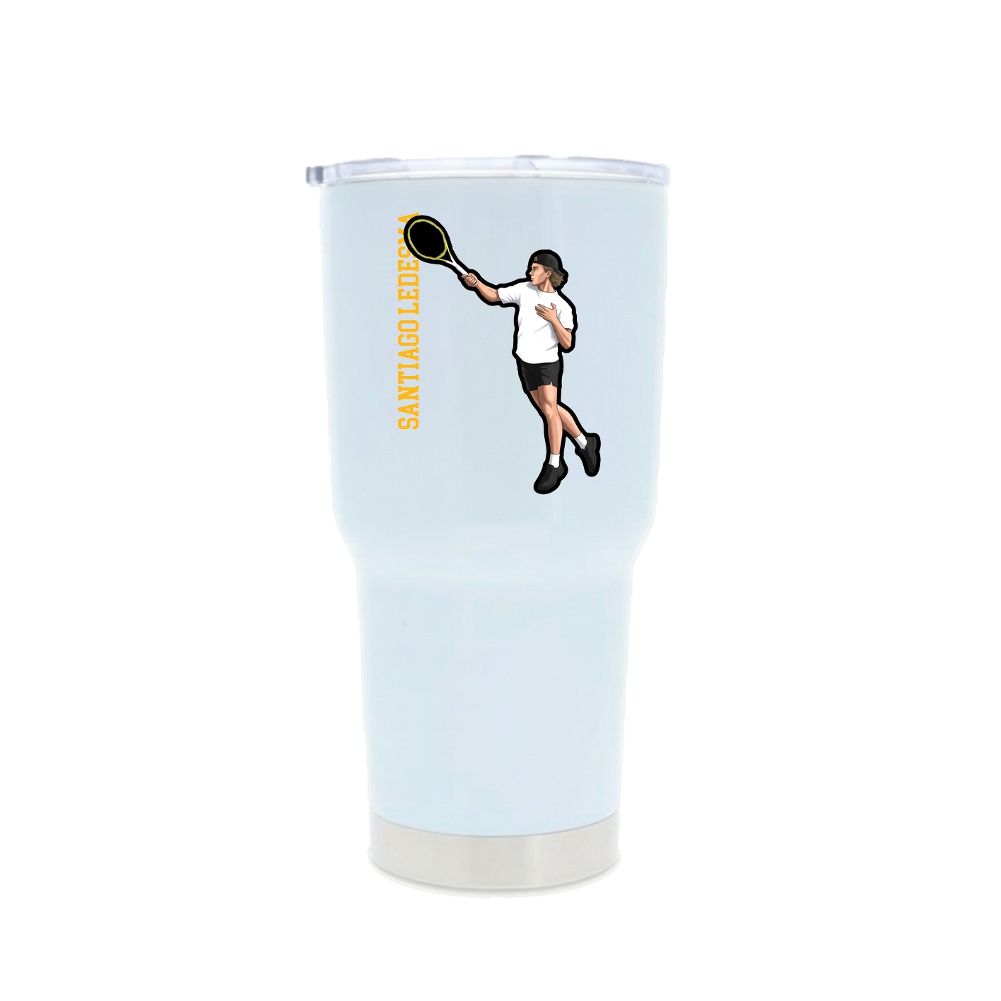 30oz Stainless Steel Tumbler — Name Vertical in White