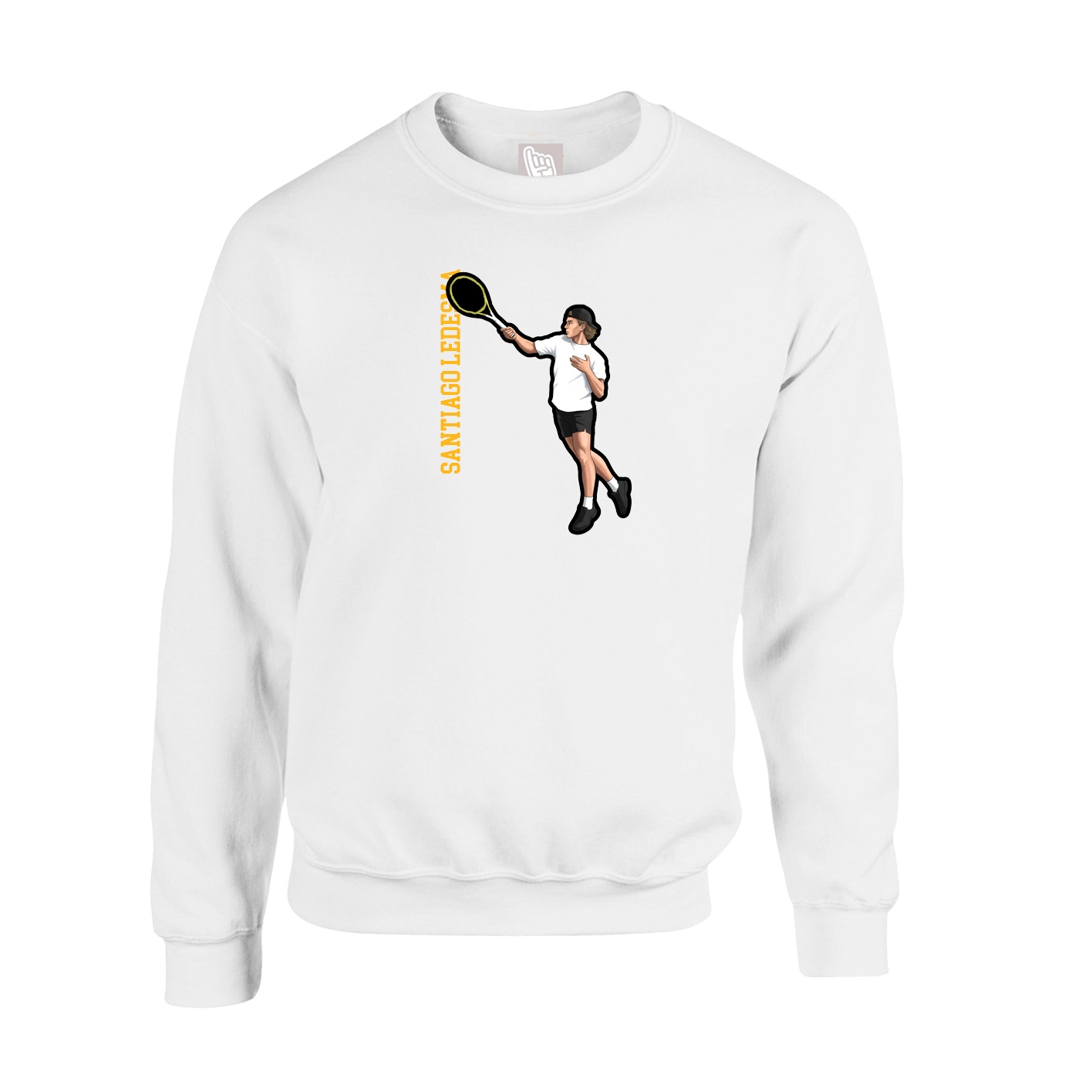 Fleece Crew — Name Vertical in White