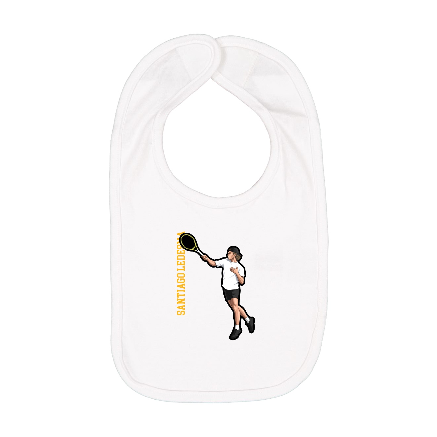 Infant Bib — Name Vertical in White