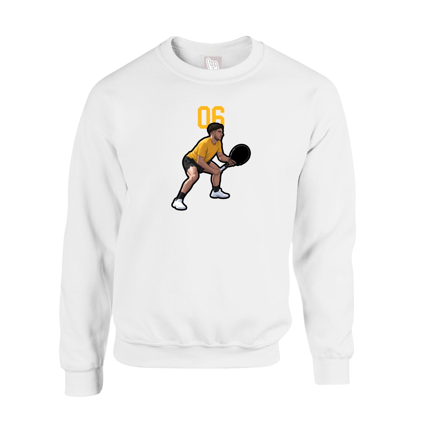 Fleece Crew — Number Top in White