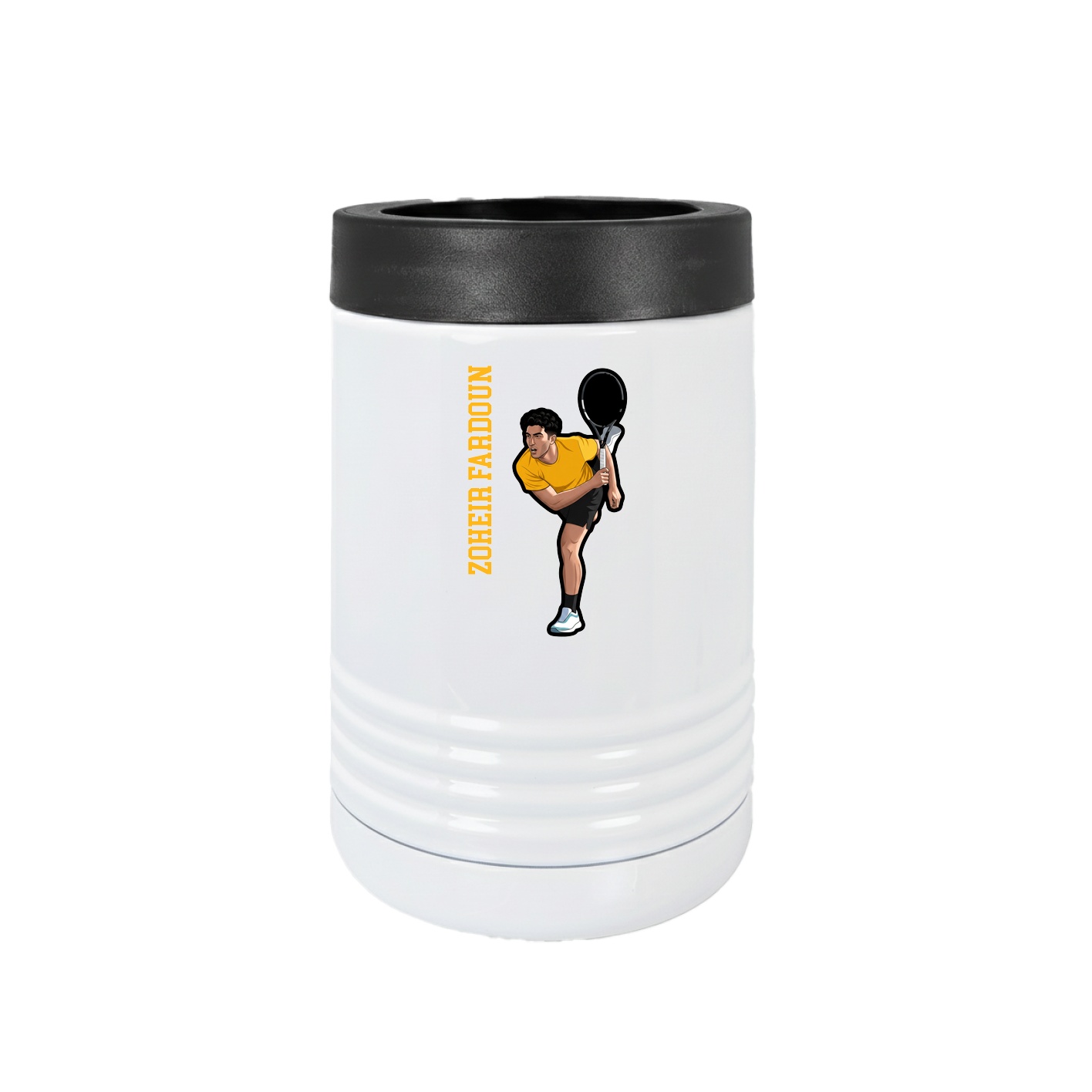 Beverage Holder — Name Vertical in White