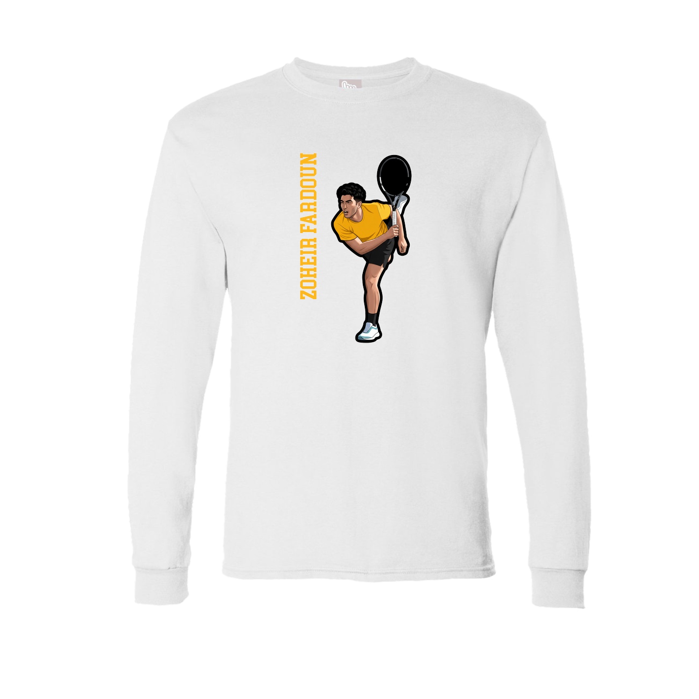 Long Sleeve Tee — Name Vertical in White