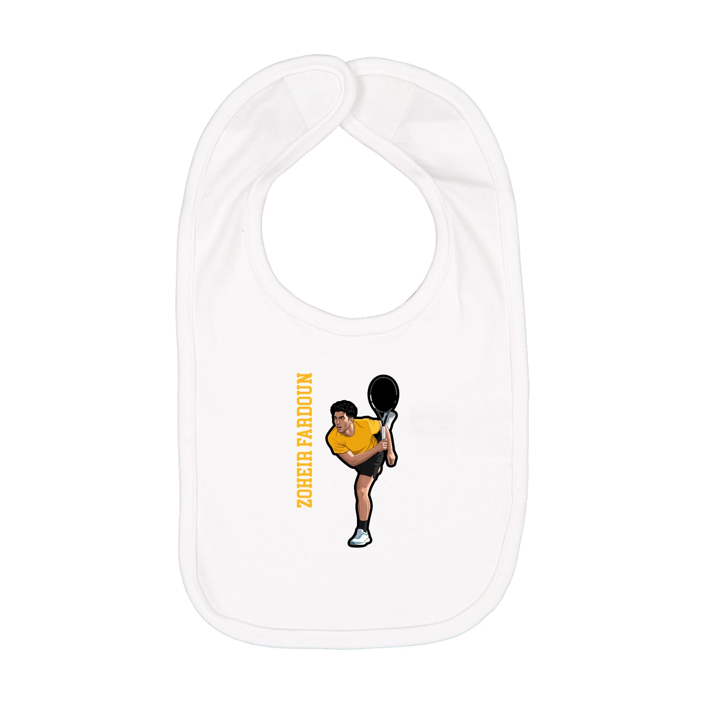Infant Bib — Name Vertical in White