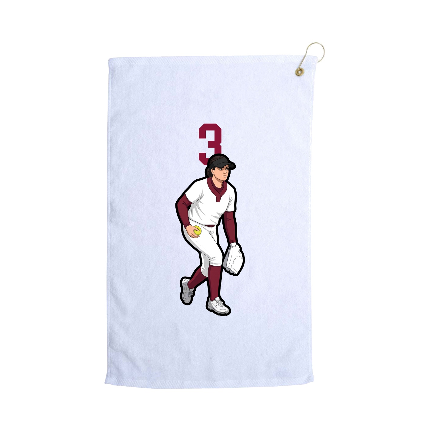 Golf Towel — Number Top in White