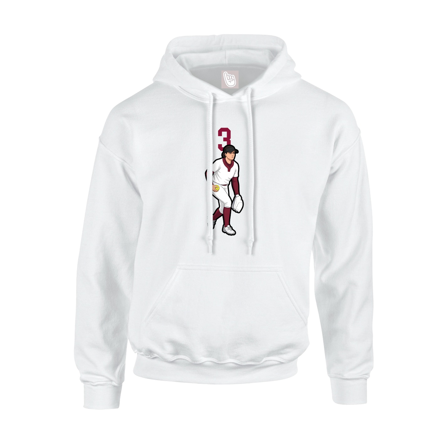 Youth Hoodie — Number Top in White