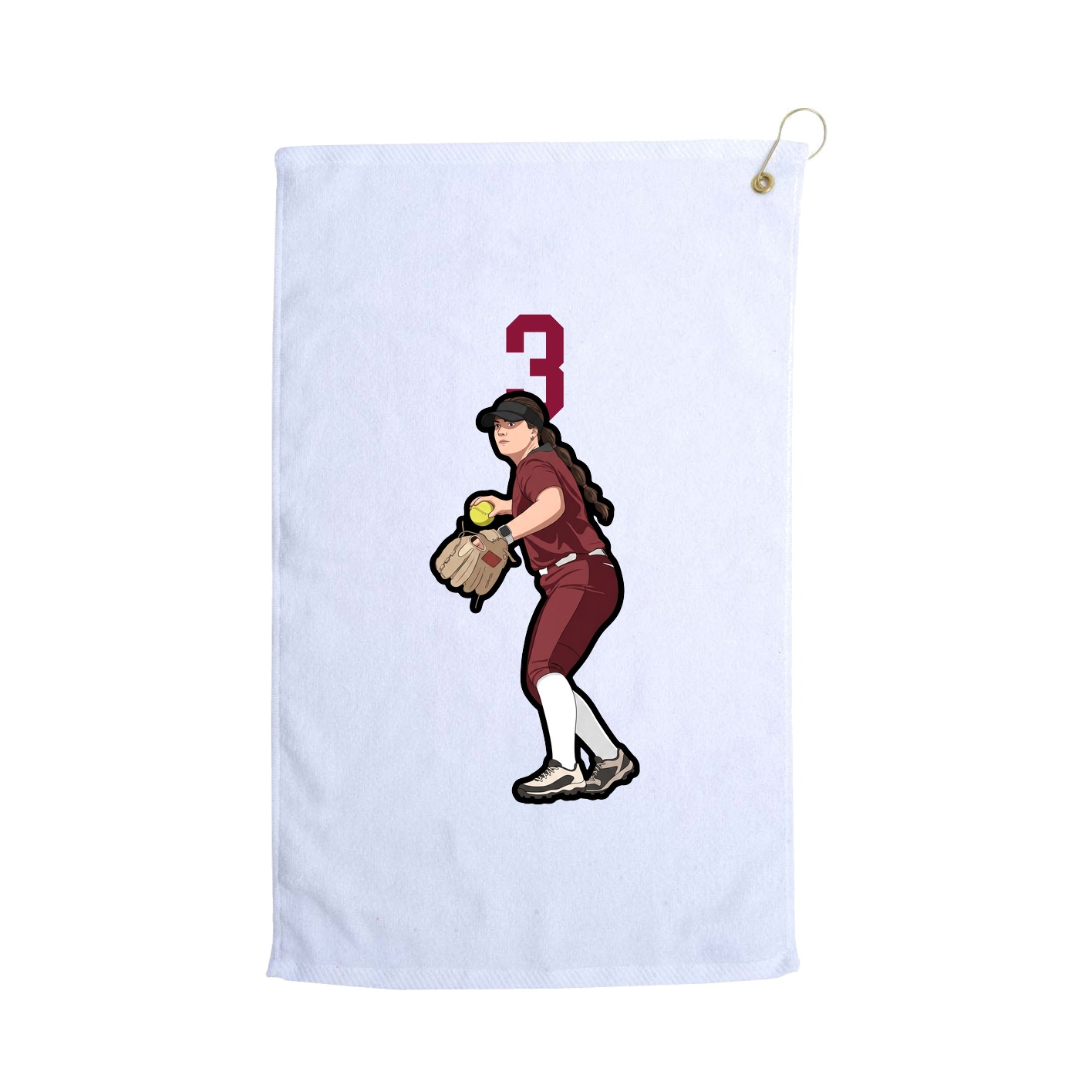 Golf Towel — Number Top in White
