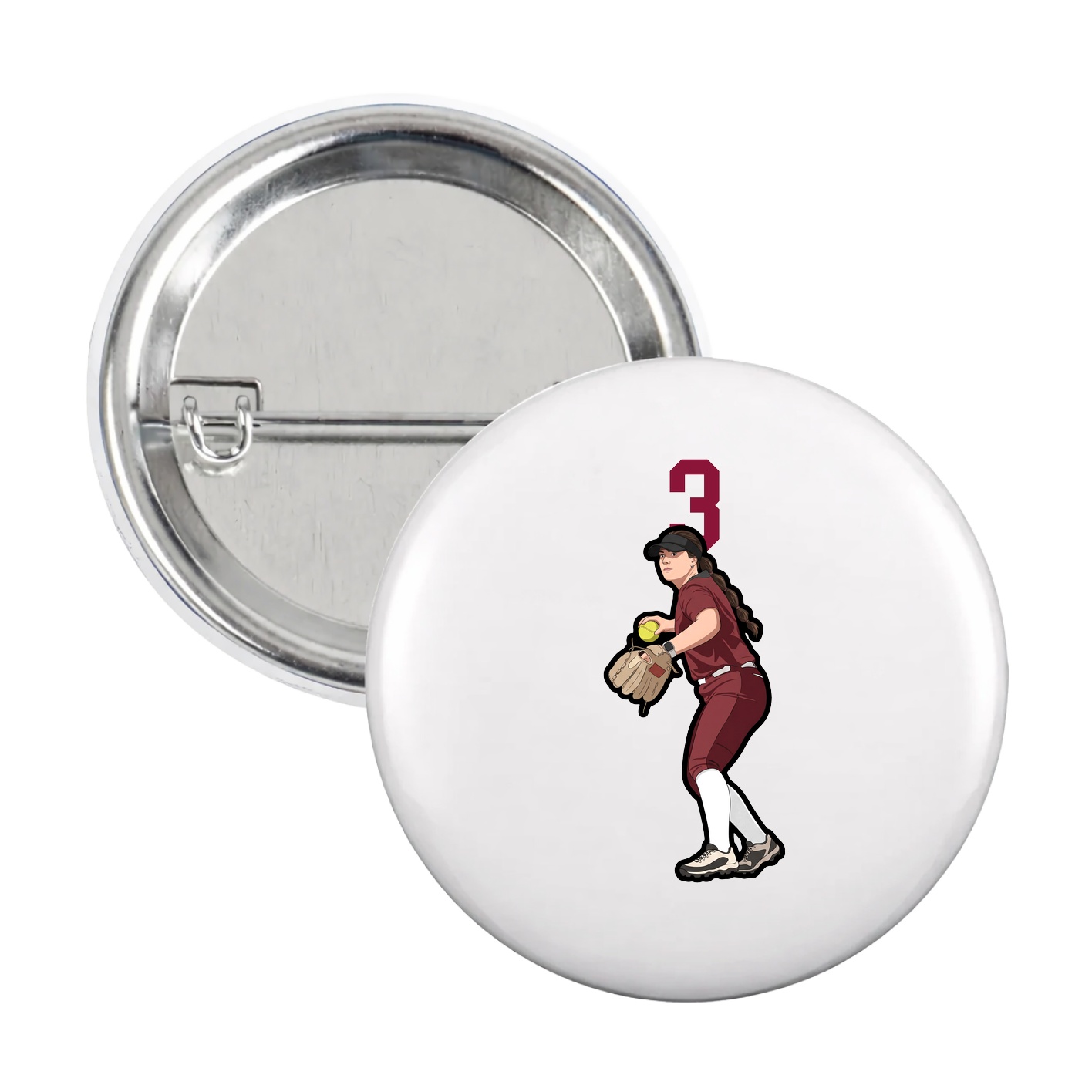 Game Day Button — Number Top in White