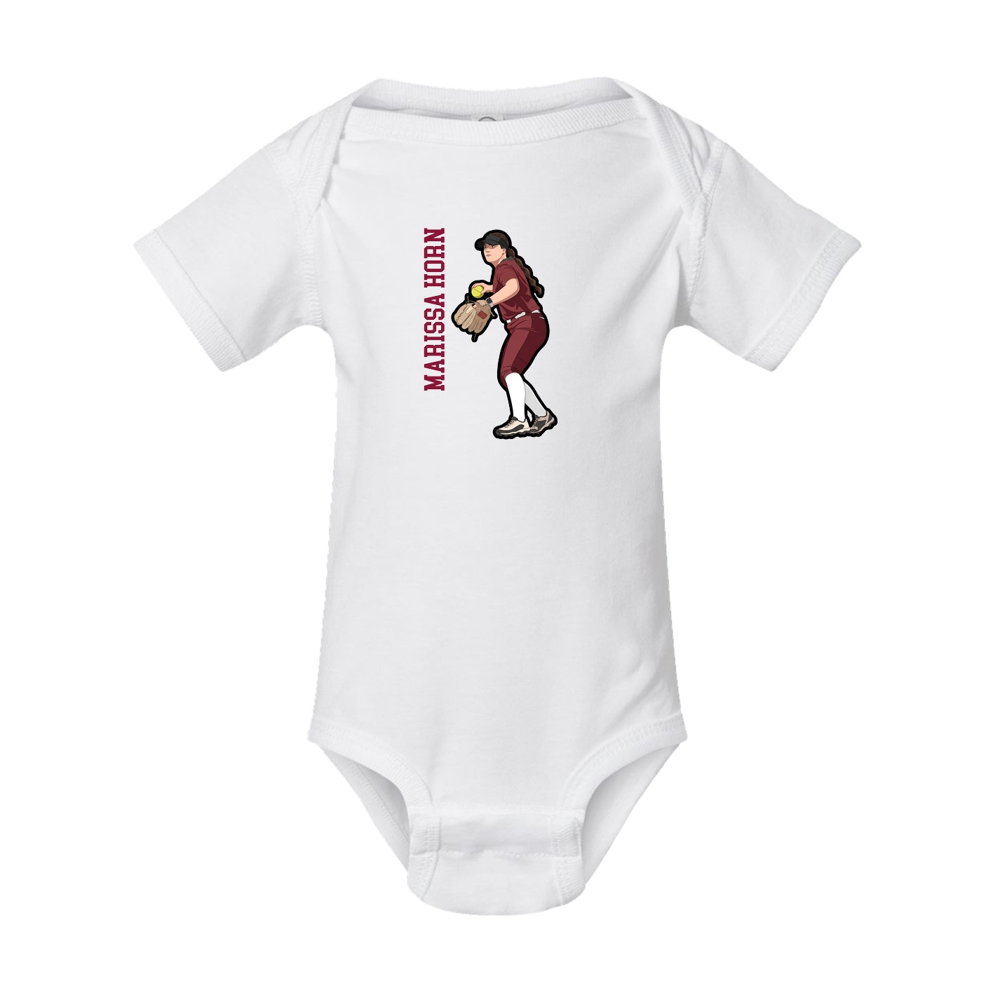 Baby Onesie — Name Vertical in White
