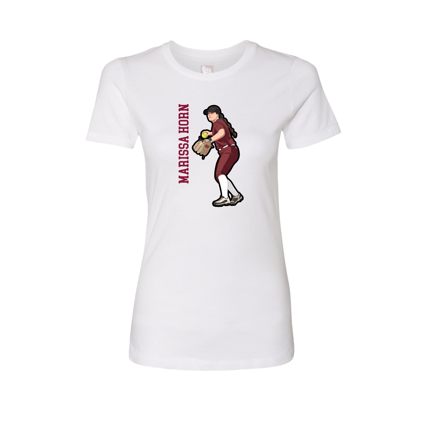 Fitted Women's Tee — Name Vertical in White