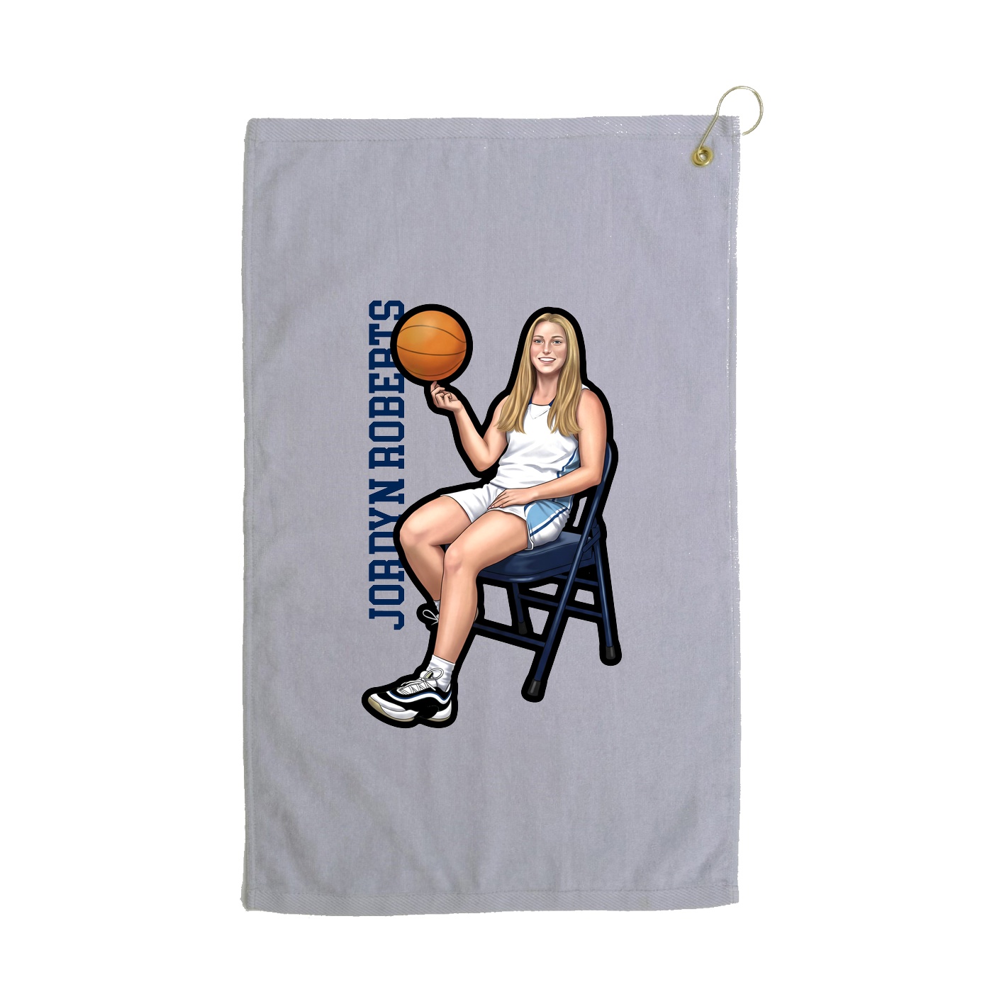 Golf Towel — Name Vertical in Grey