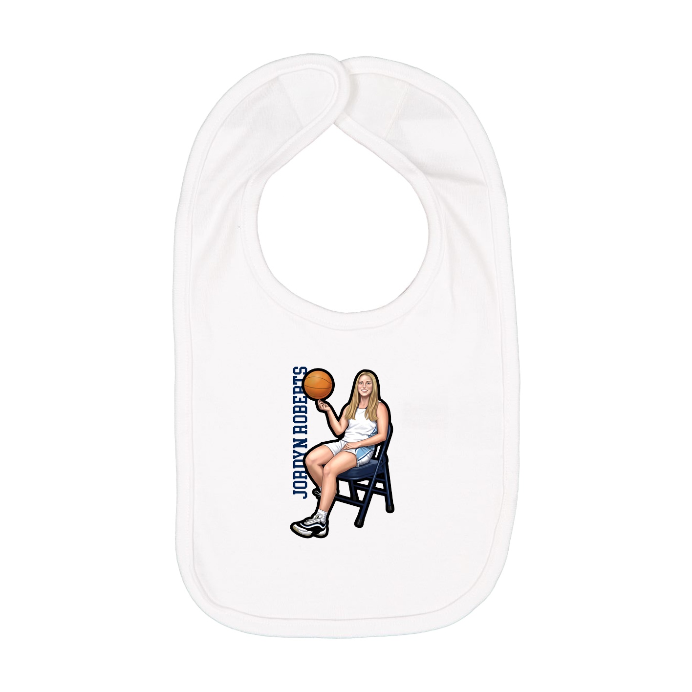 Infant Bib — Name Vertical in White