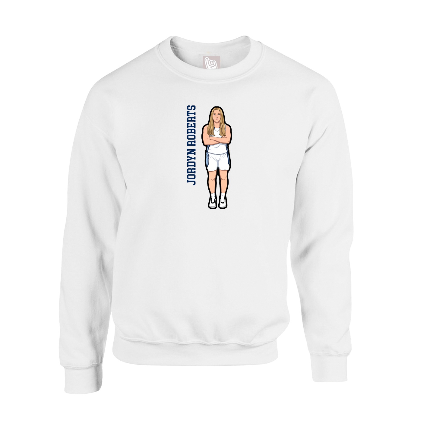 Fleece Crew — Name Vertical in White