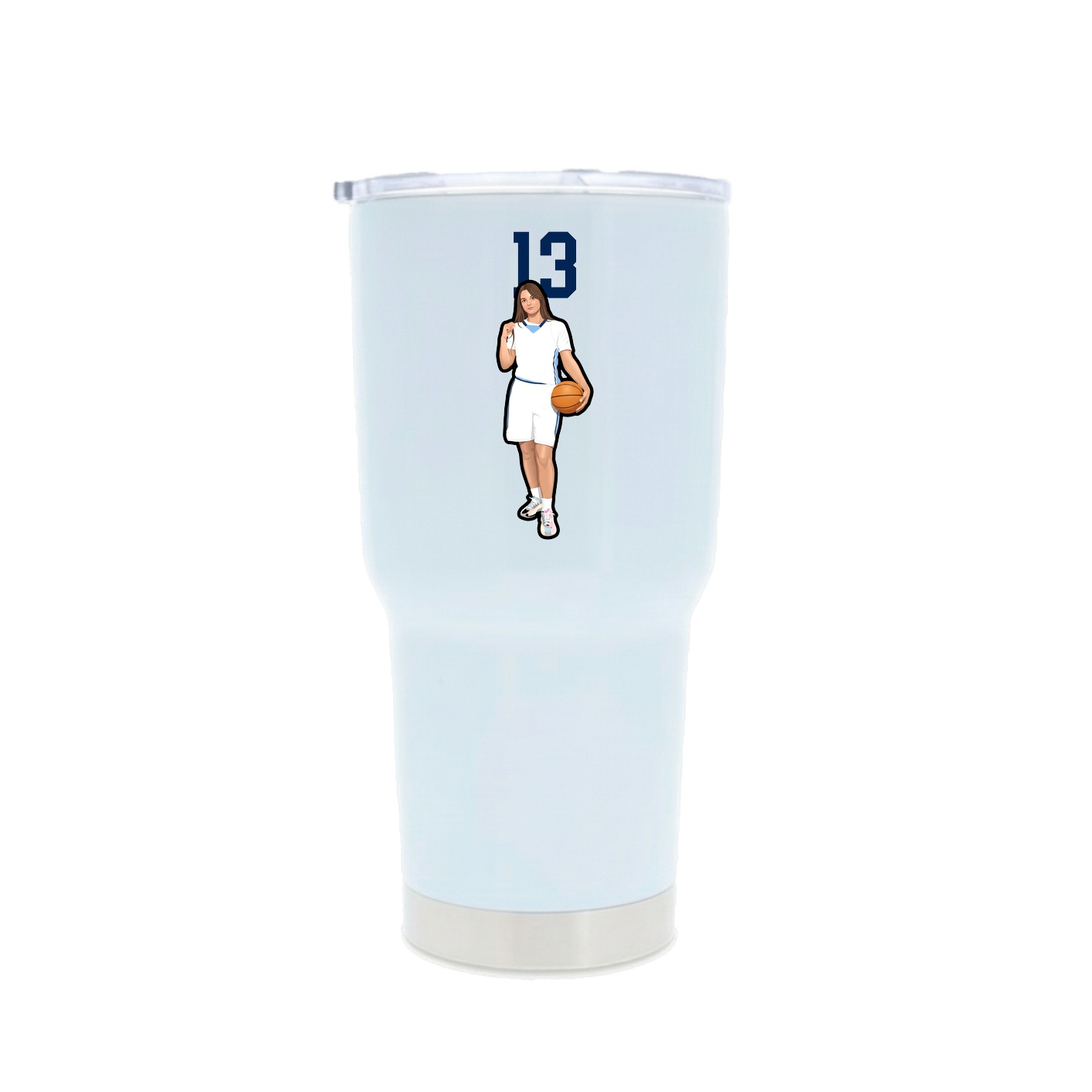 30oz Stainless Steel Tumbler — Number Top in White