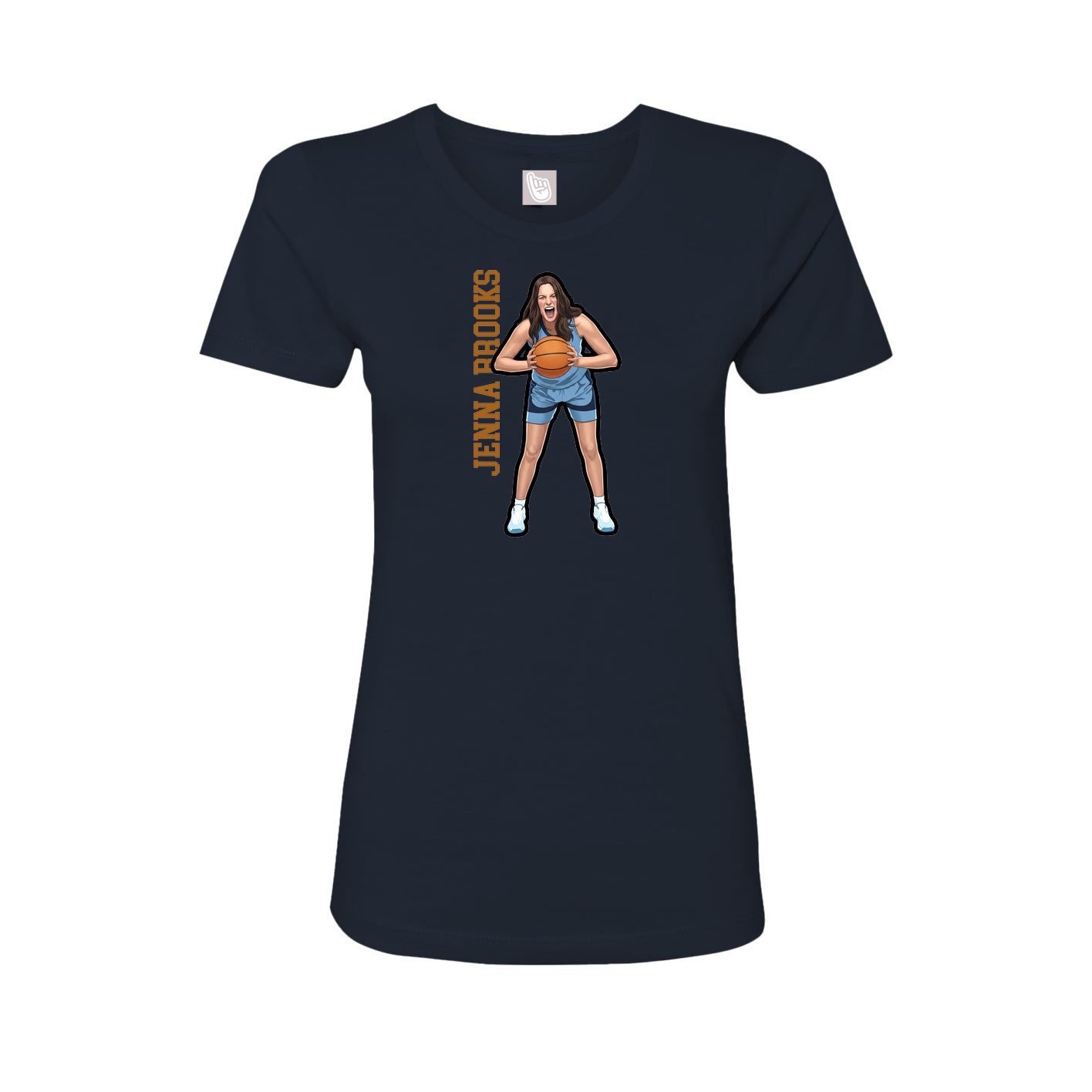 Womens Tee — Name Vertical in Navy