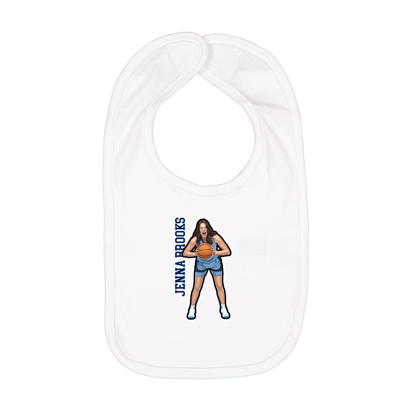 Infant Bib — Name Vertical in White