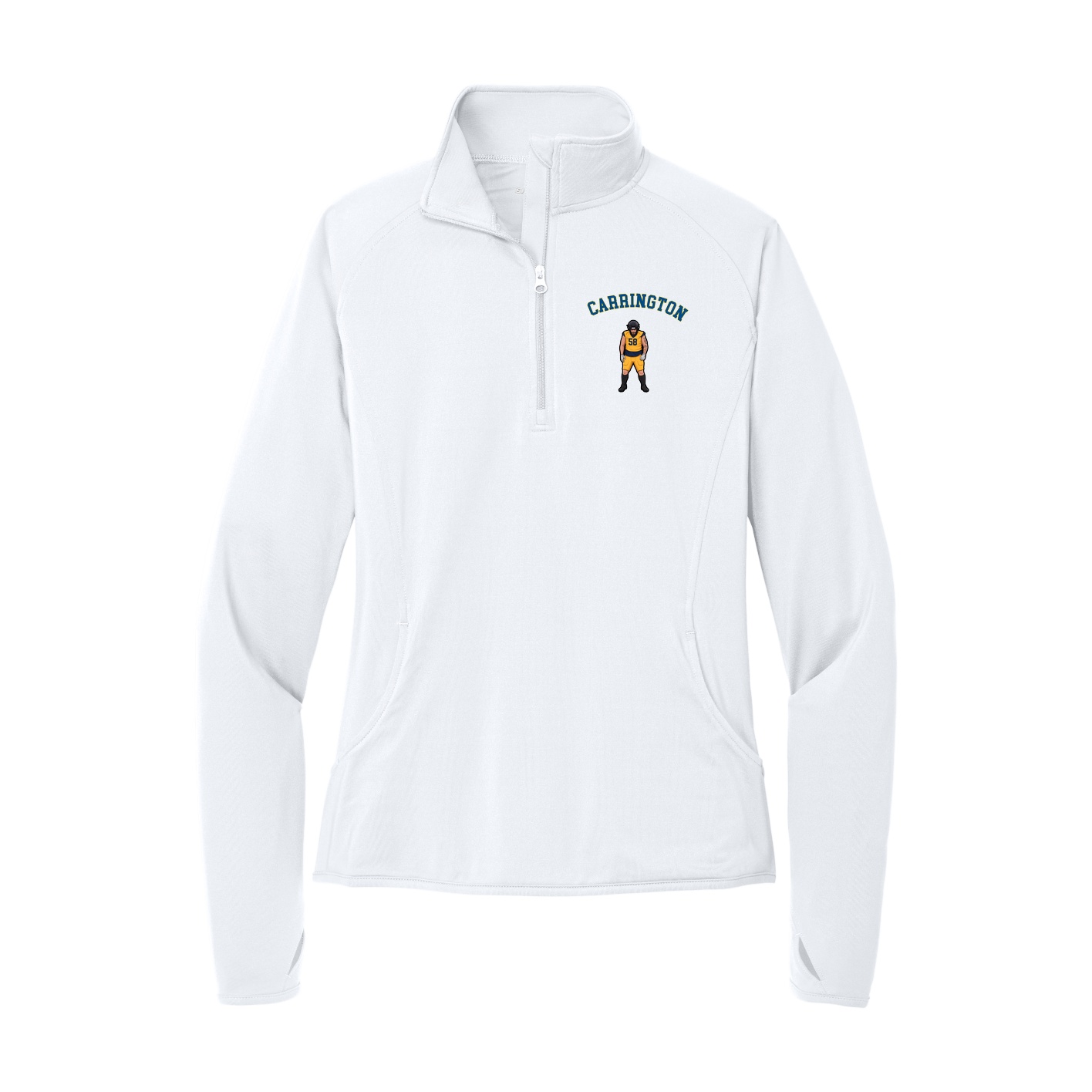 Women's Q-Zip Pullover — Shirsey Arch in White