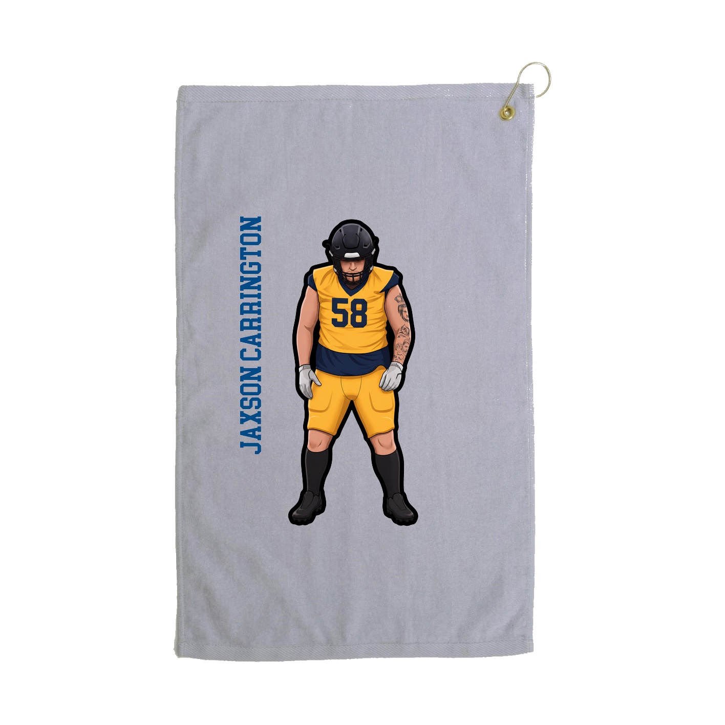 Golf Towel — Name Vertical in Grey