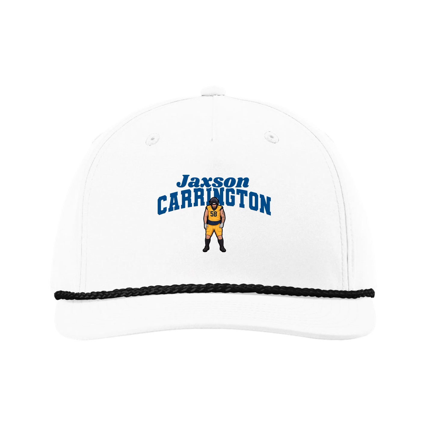 Five-Panel Classic Rope Cap — Signature Arch in White