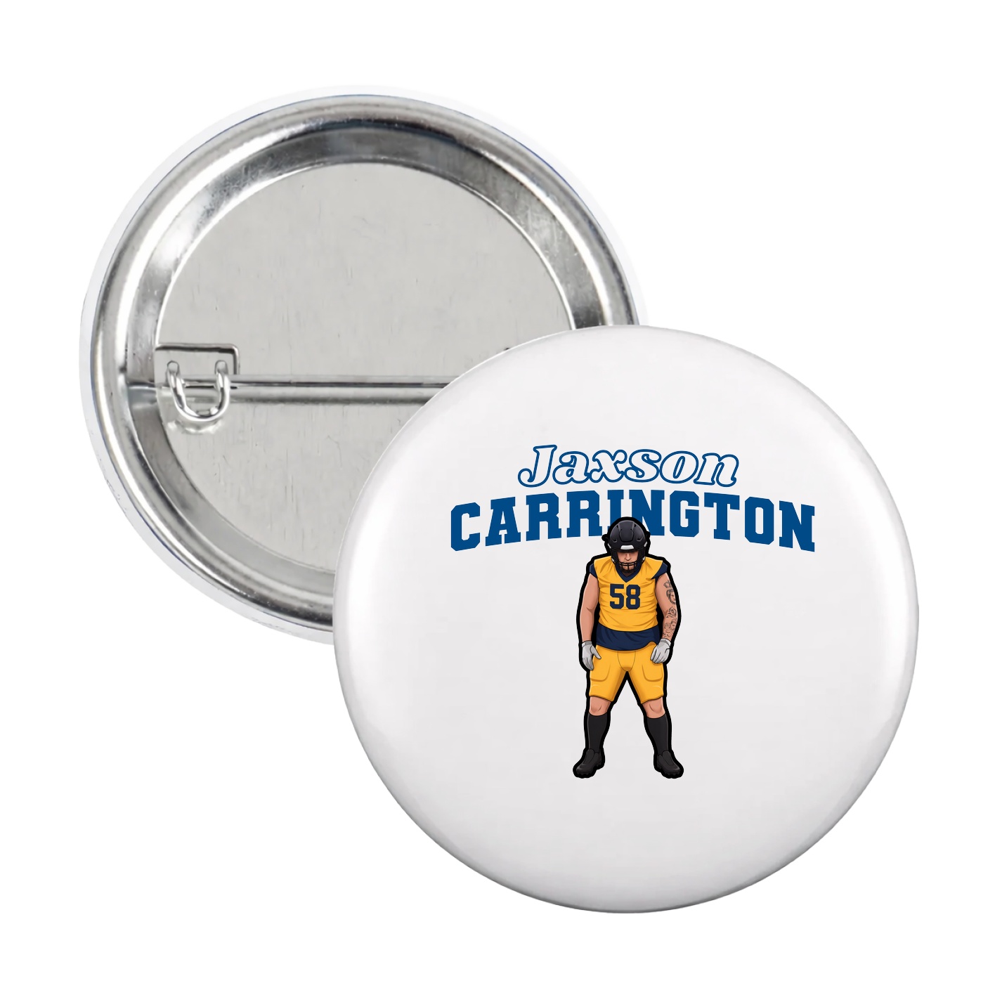 Game Day Button — Name Arch in White