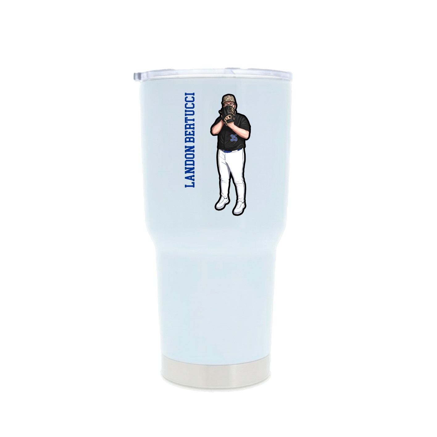 30oz Stainless Steel Tumbler — Name Vertical in White