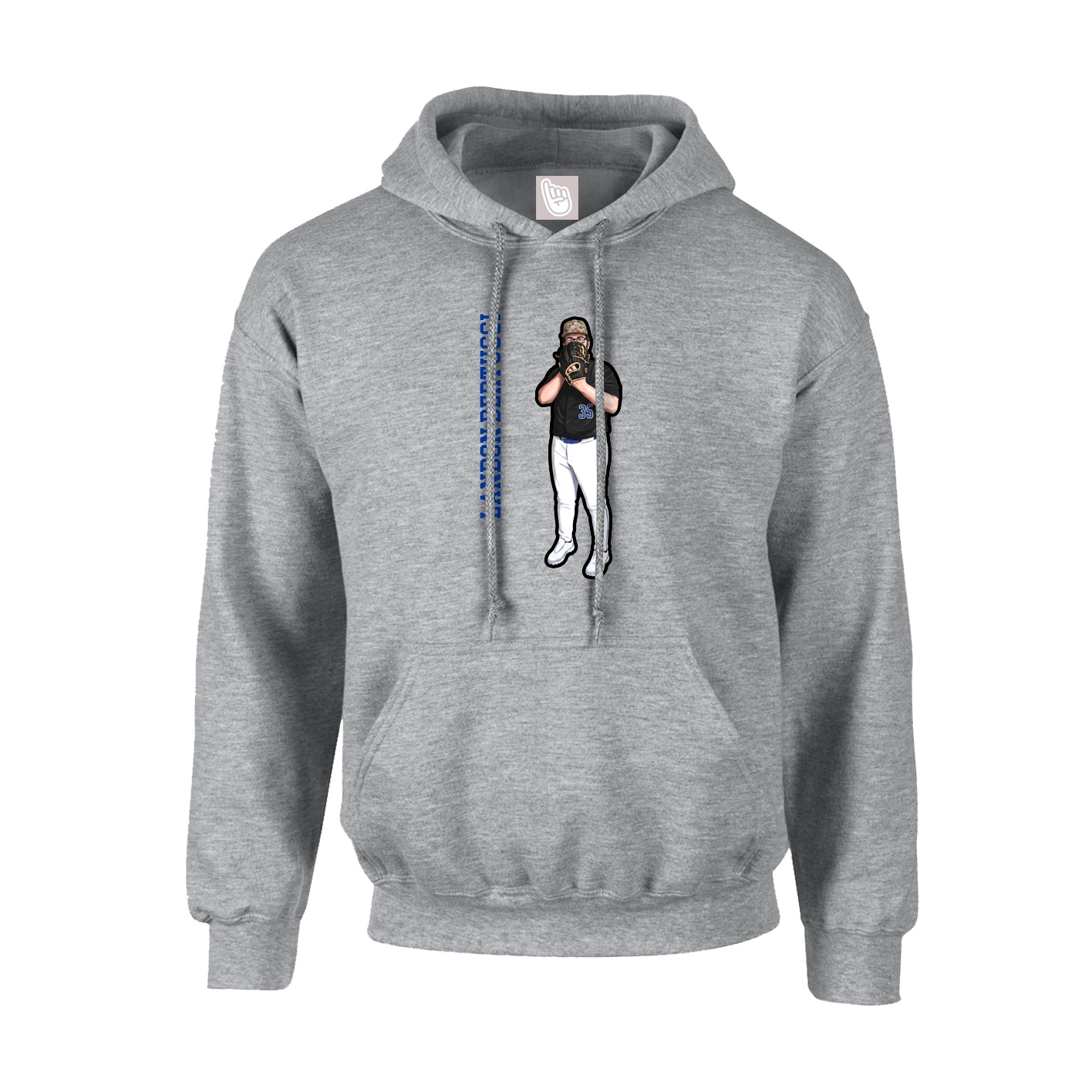 Hoodie — Name Vertical in Grey