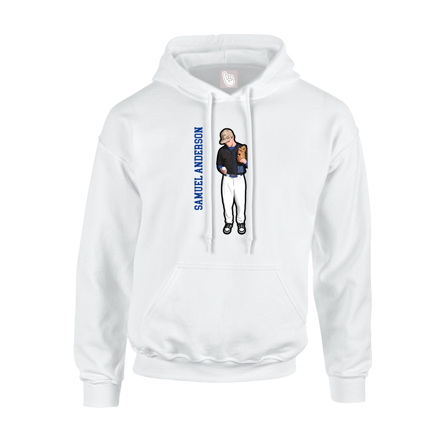 Youth Hoodie — Name Vertical in White
