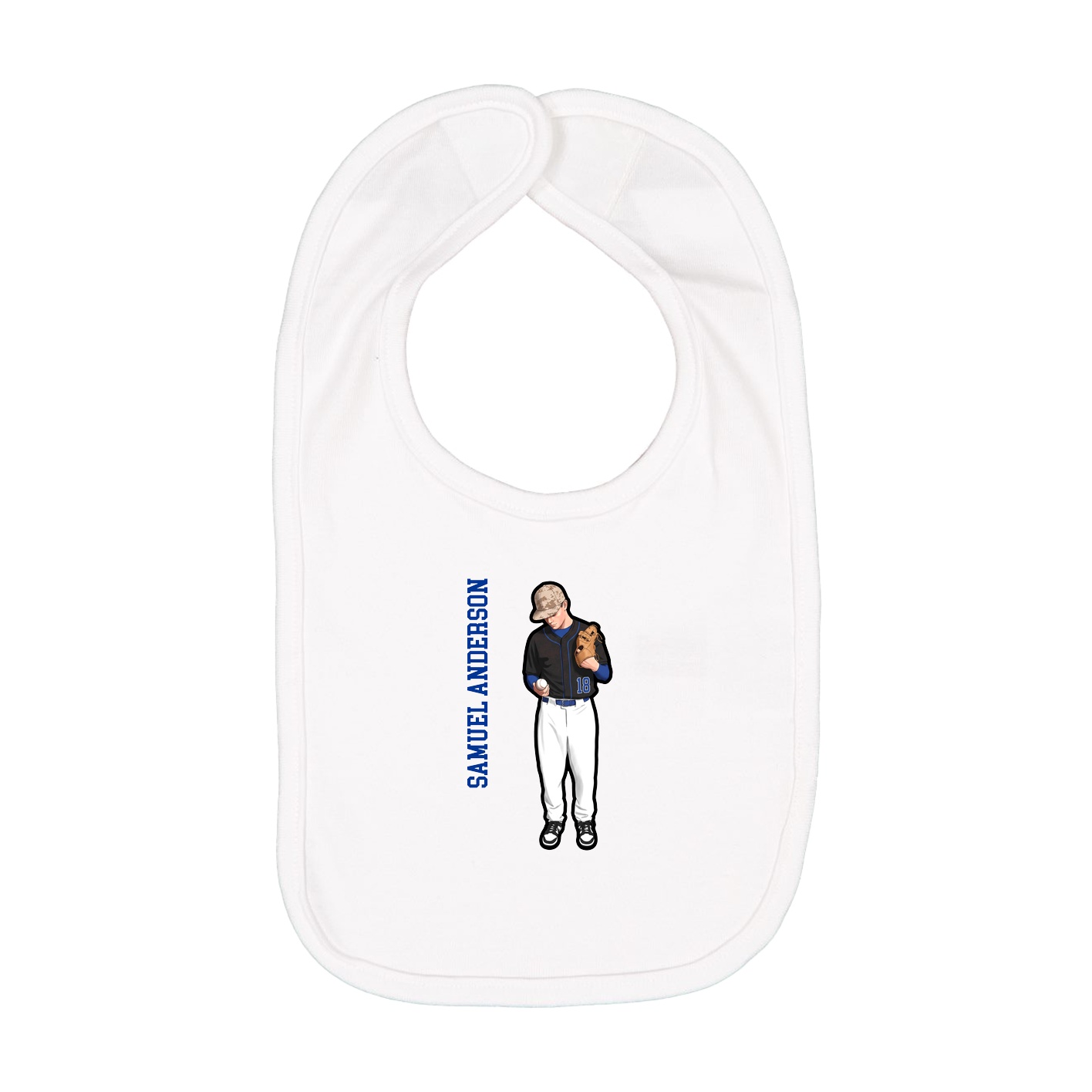 Infant Bib — Name Vertical in White